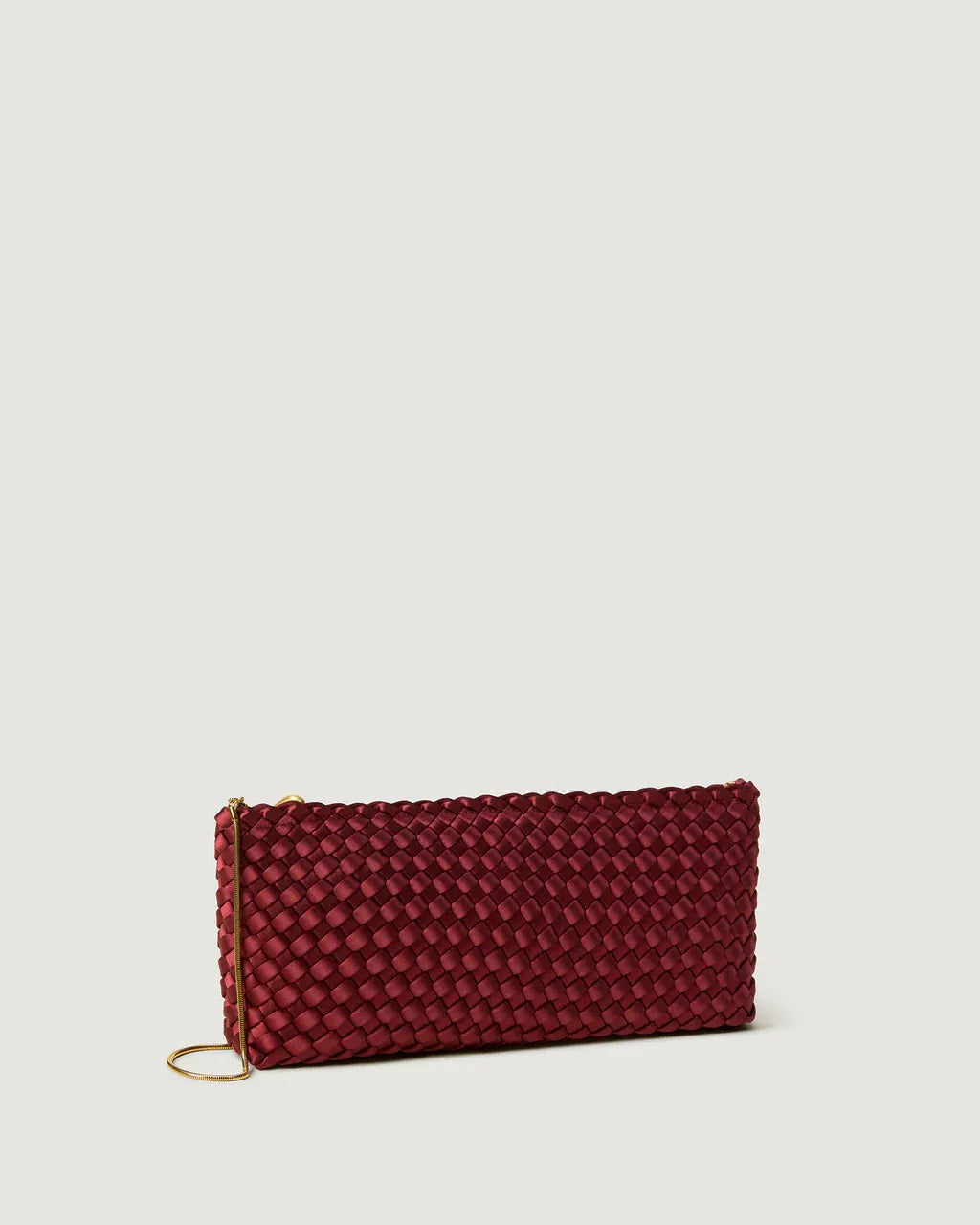 Gala Satin Woven Clutch Bag in Red