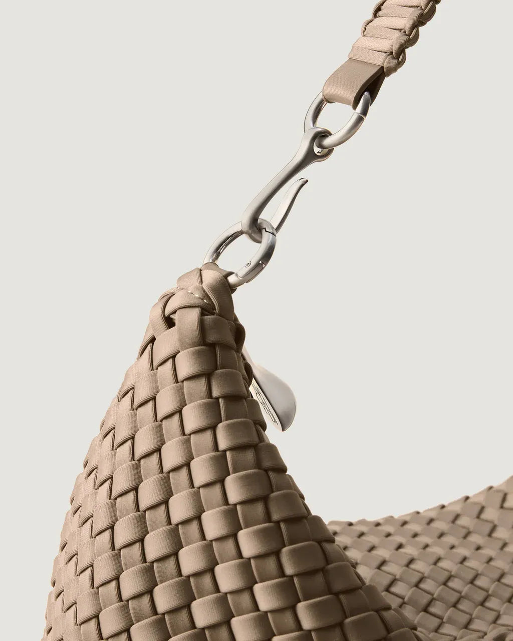 Porto Half Moon Woven Clutch Bag in Brown
