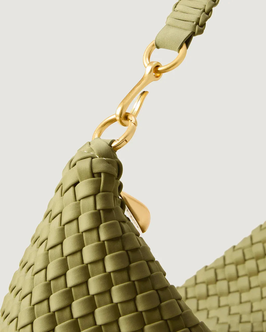 Porto Half Moon Woven Clutch Bag in Green