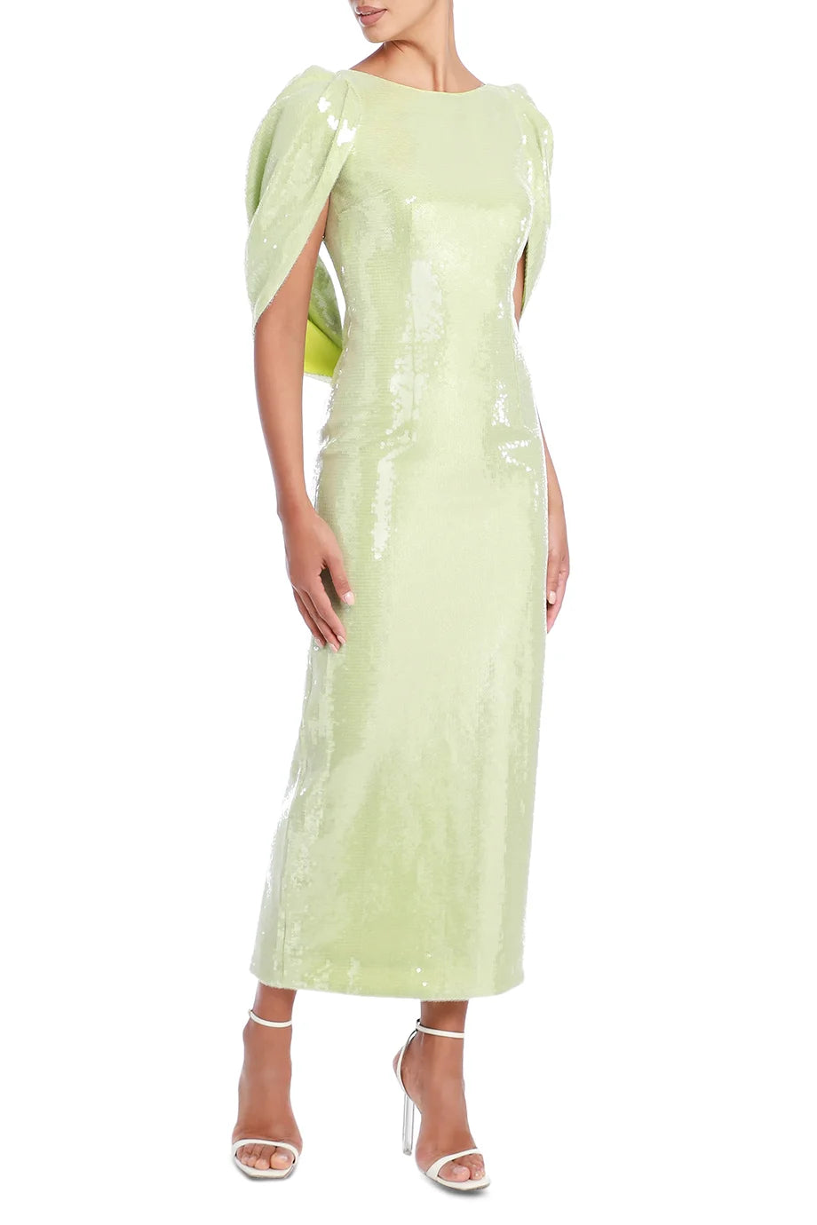 Alba Cape-Effect Sequined Crepe Midi Dress