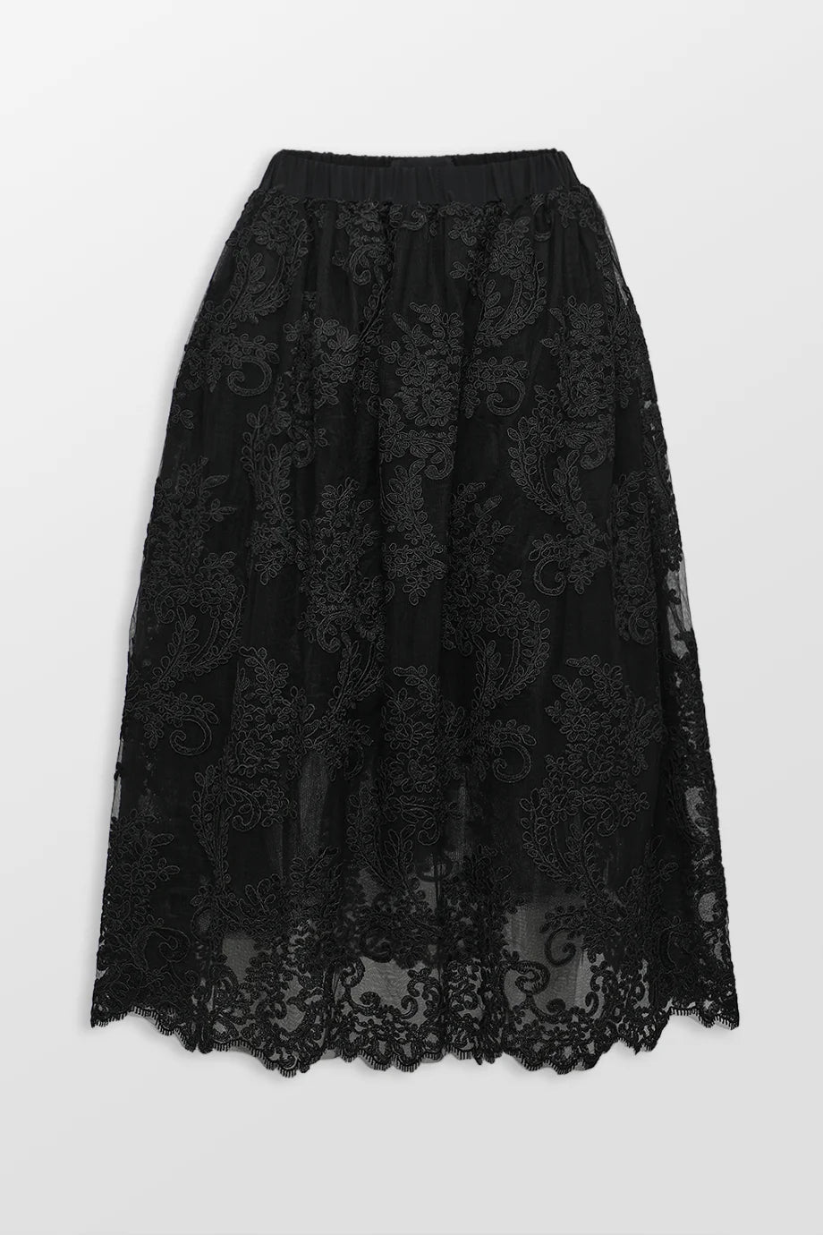 Elasticated Long Tutu Skirt W Lace Overlay