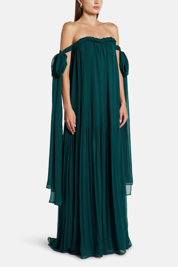 Camilla Off Shoulder Maxi Dress in Green