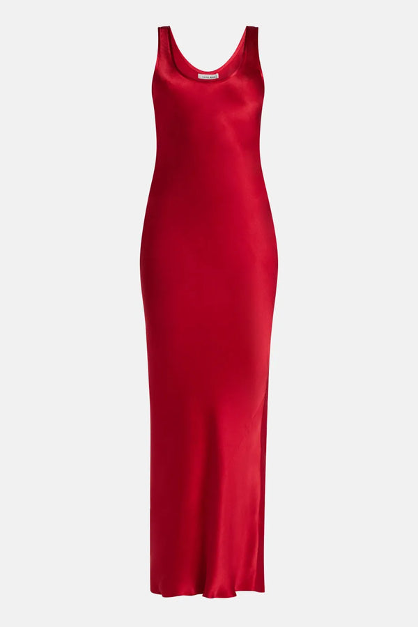 Alison Sleeveless Silk Maxi Dress in Red