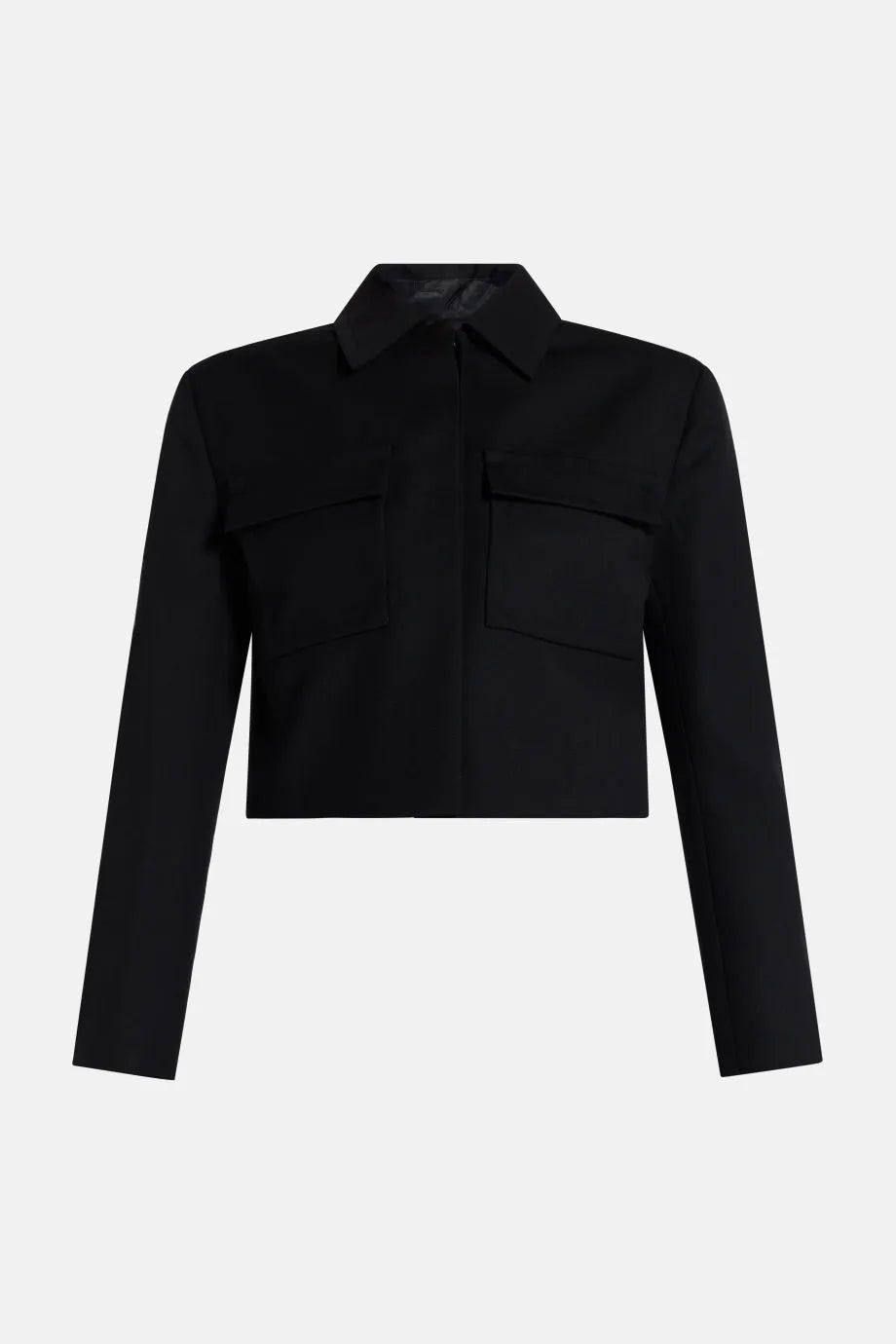Dayton Cropped Wool Jacket in Black