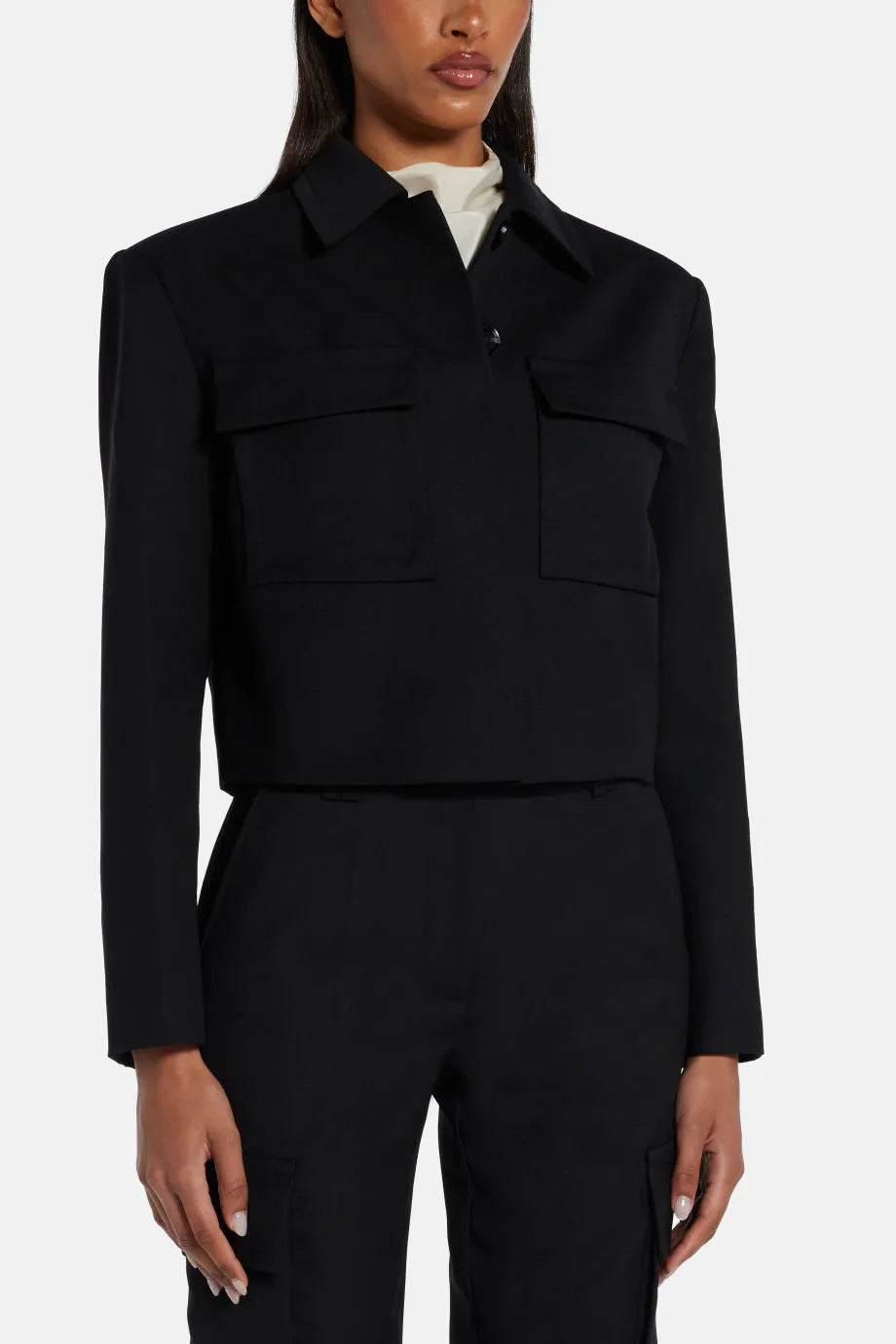 Dayton Cropped Wool Jacket in Black