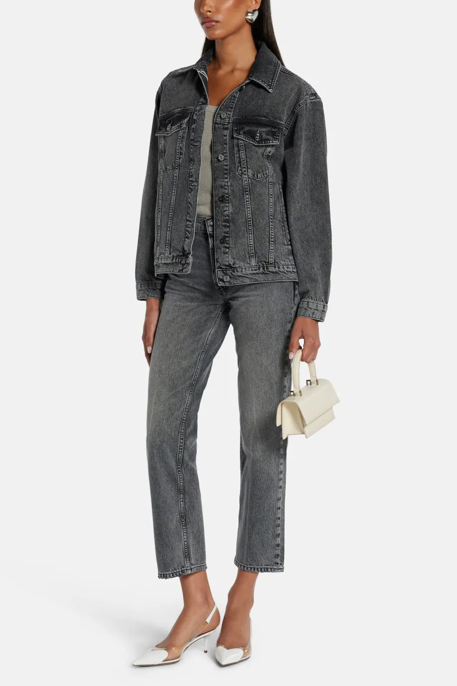 Rory Cotton Denim Jacket in Grey