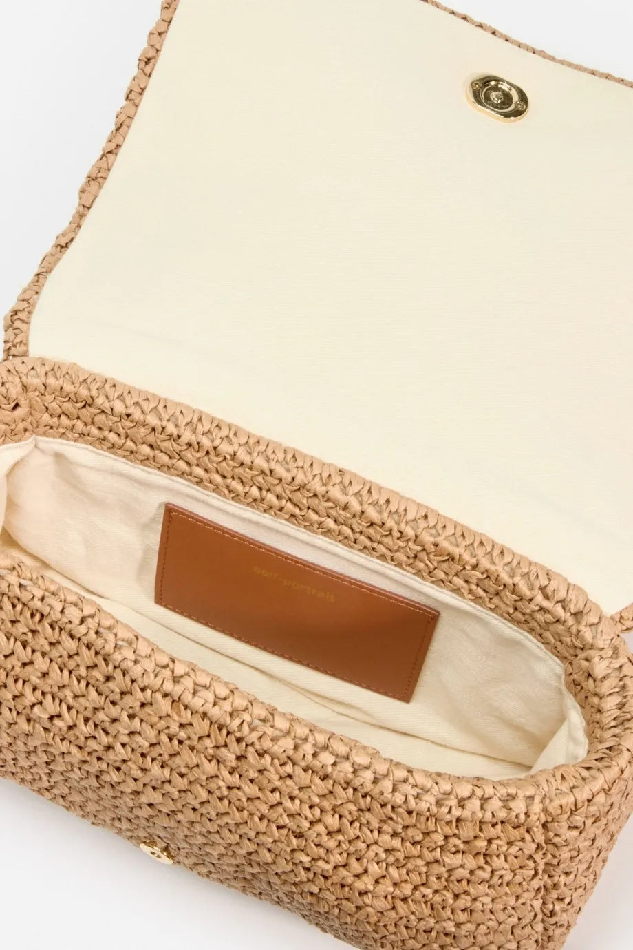 Raffia Bow Charm Shoulder Bag in Brown