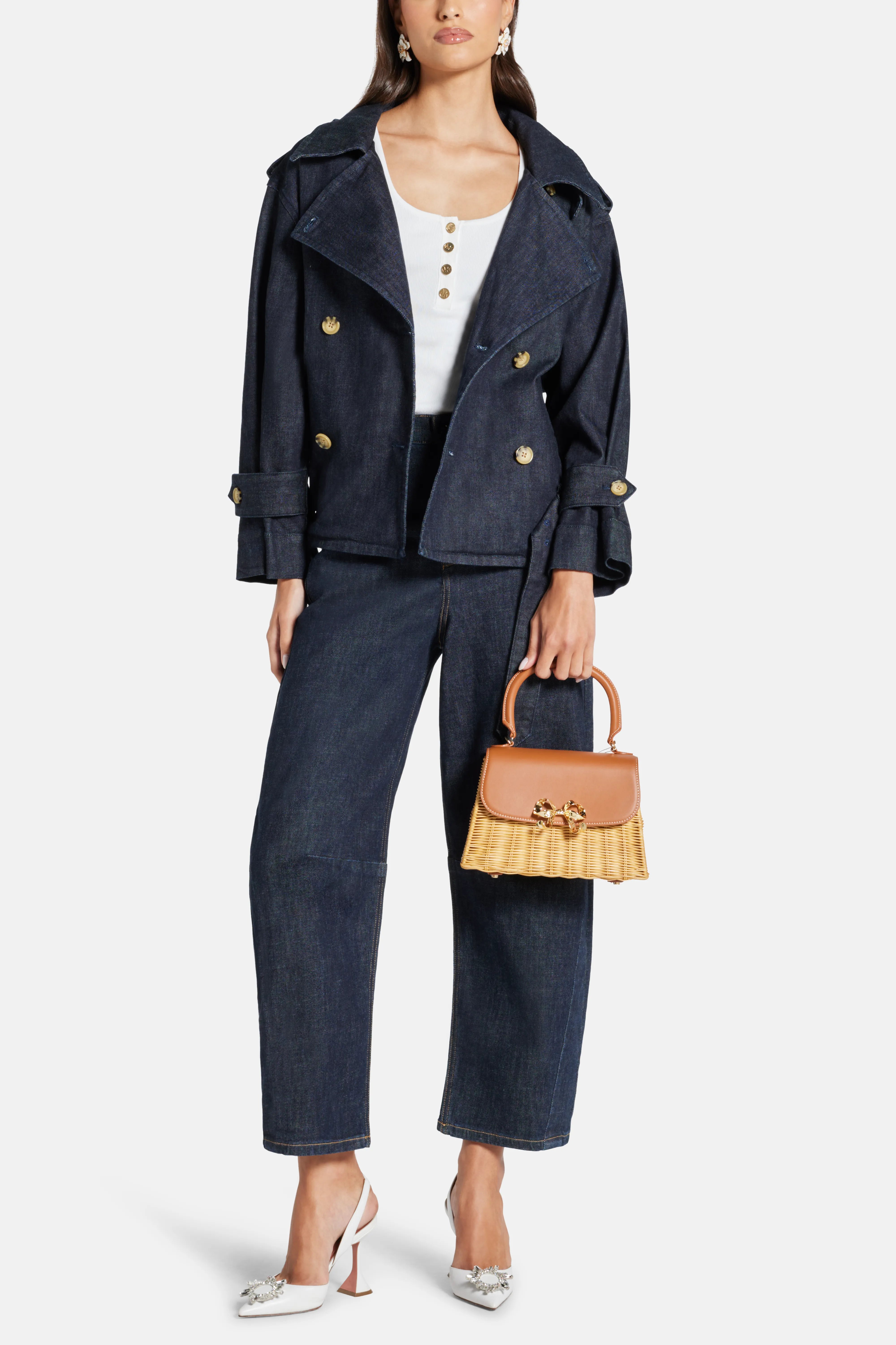 Cotton Barrel Jeans in Blue