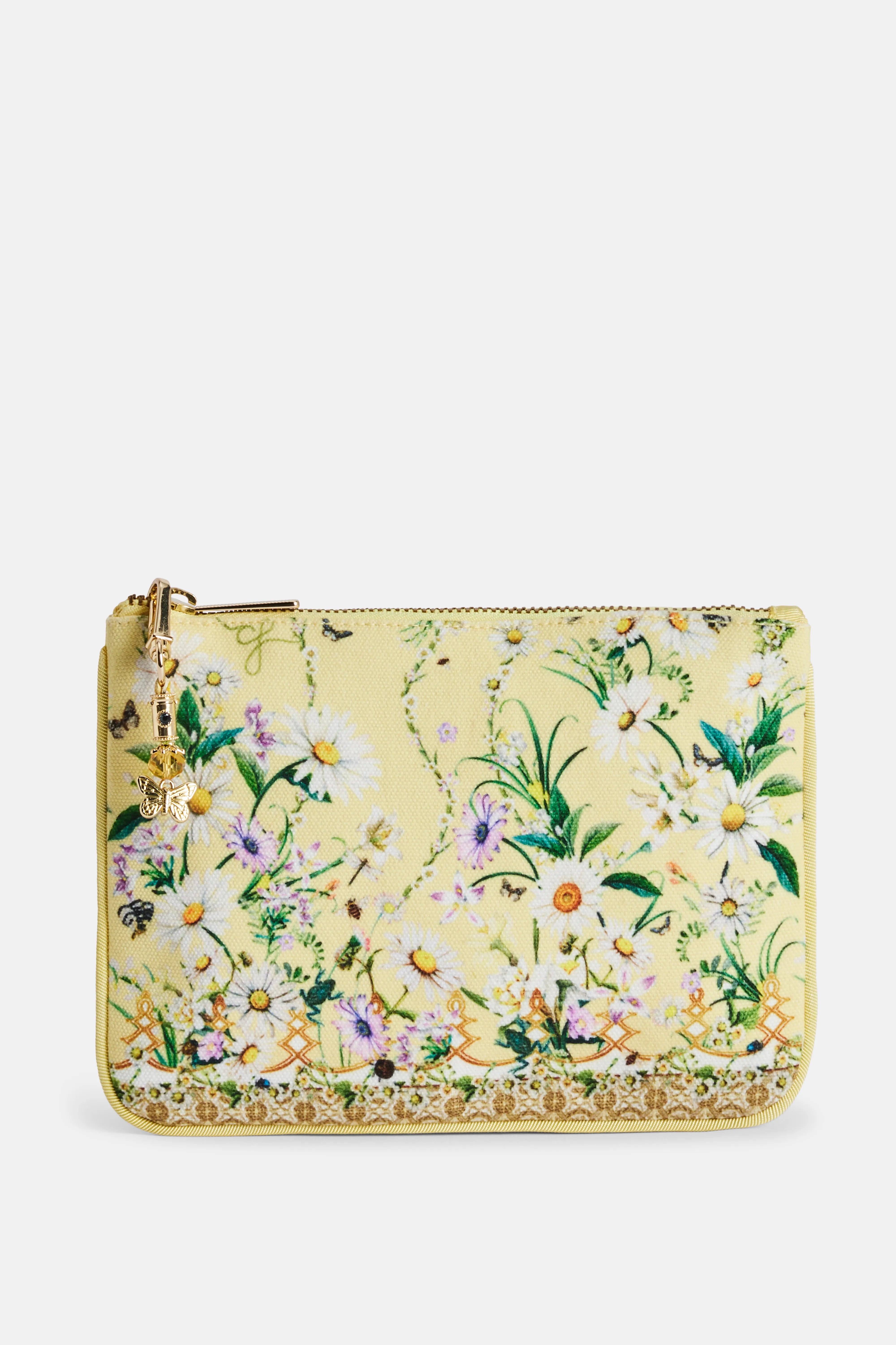 Floral Coin And Phone Purse Bag in Yellow