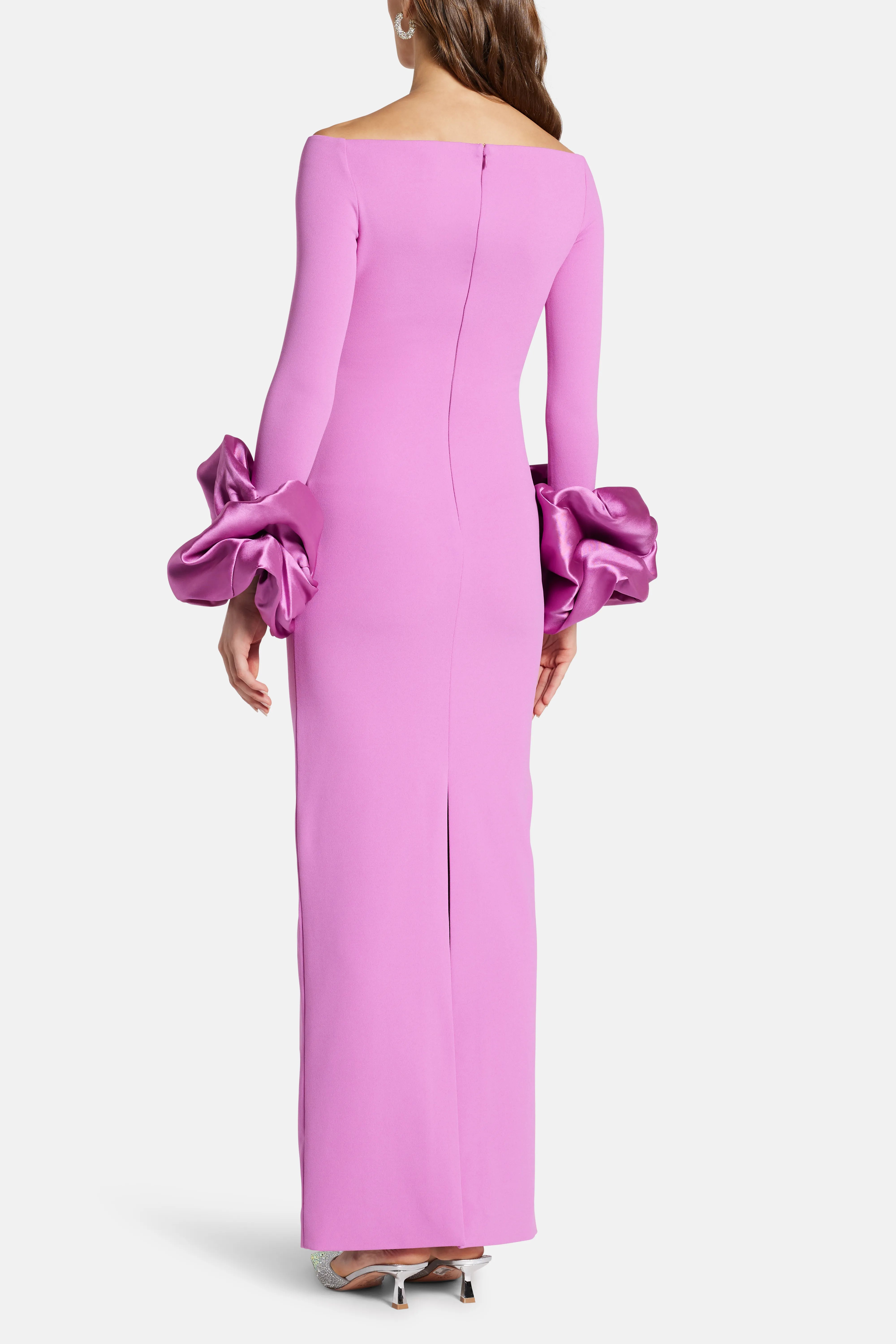 Talia Off Shoulder Evening Dress in Pink