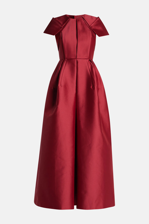 Petal Sleeve Evening Dress in Red