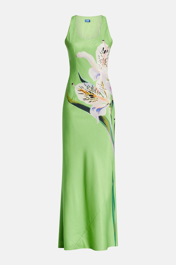 Helena Floral Sleeveless Maxi Dress In Green
