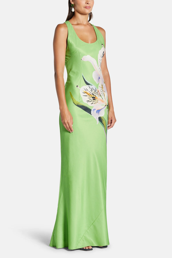 Helena Floral Sleeveless Maxi Dress In Green