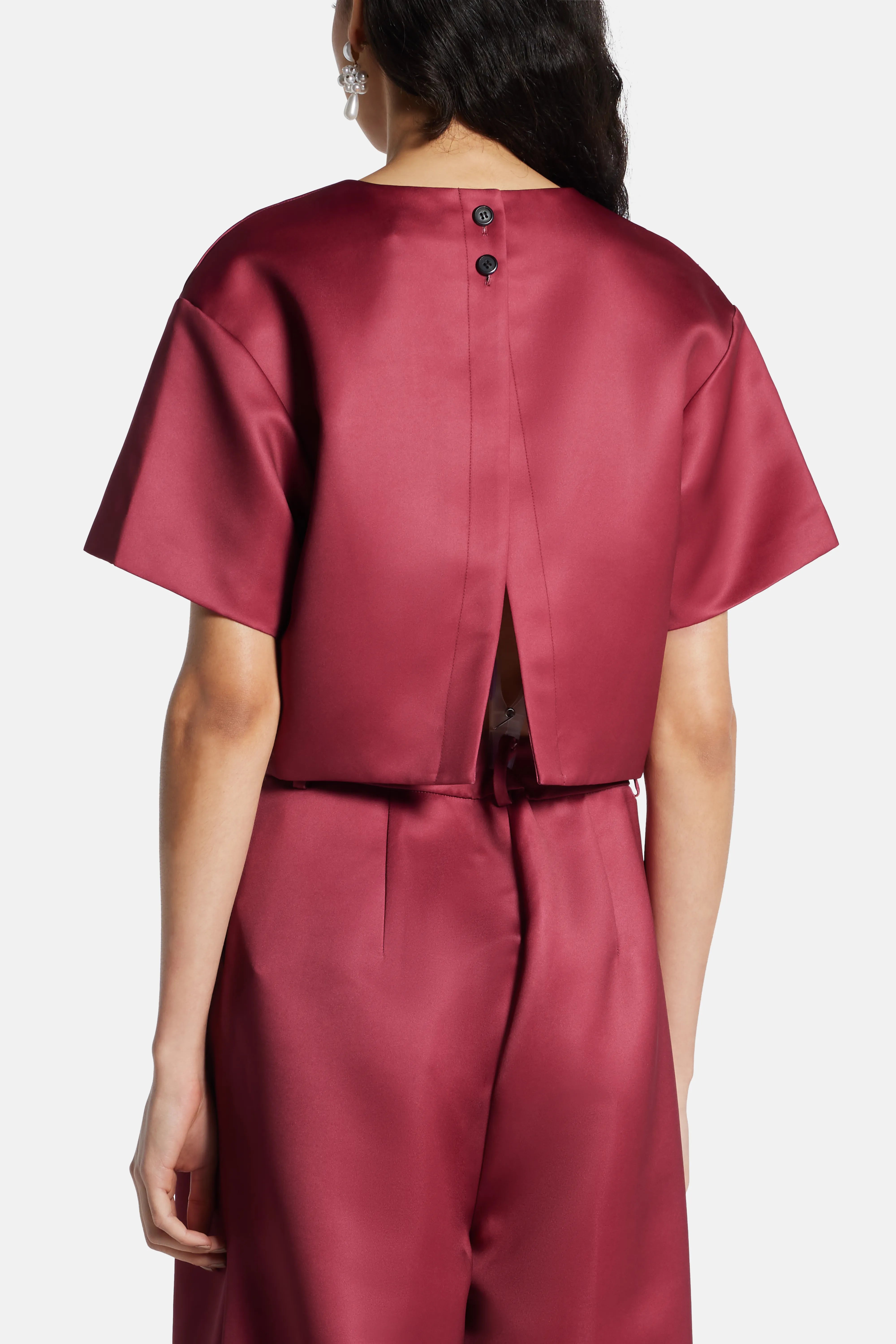 Indie Short Sleeve Crop Top In Burgundy
