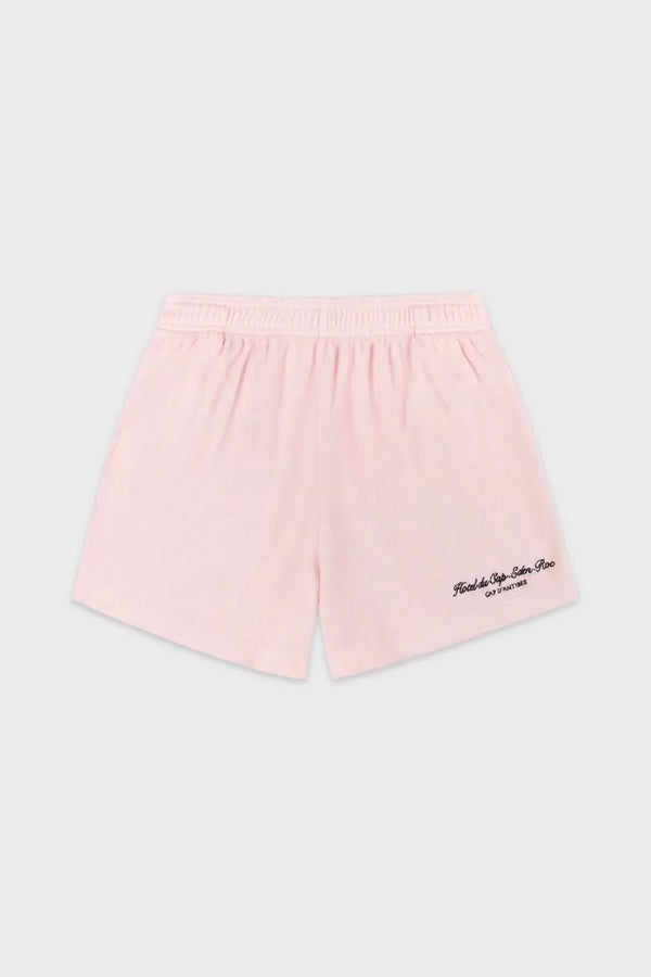Eden Script Cotton Terry Shorts in Pink