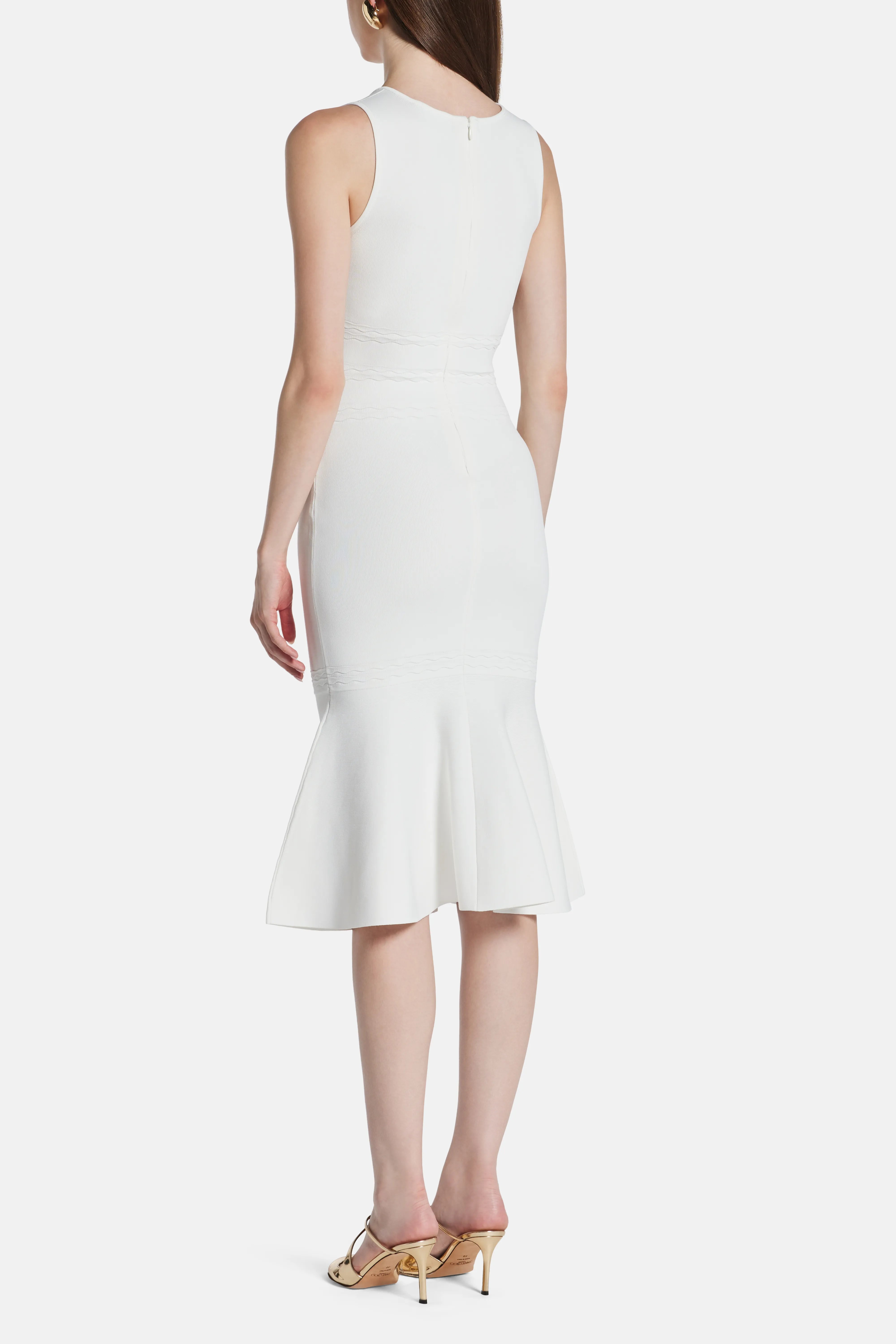 Camille Sleeveless Knit Bandage Midi Dress in White