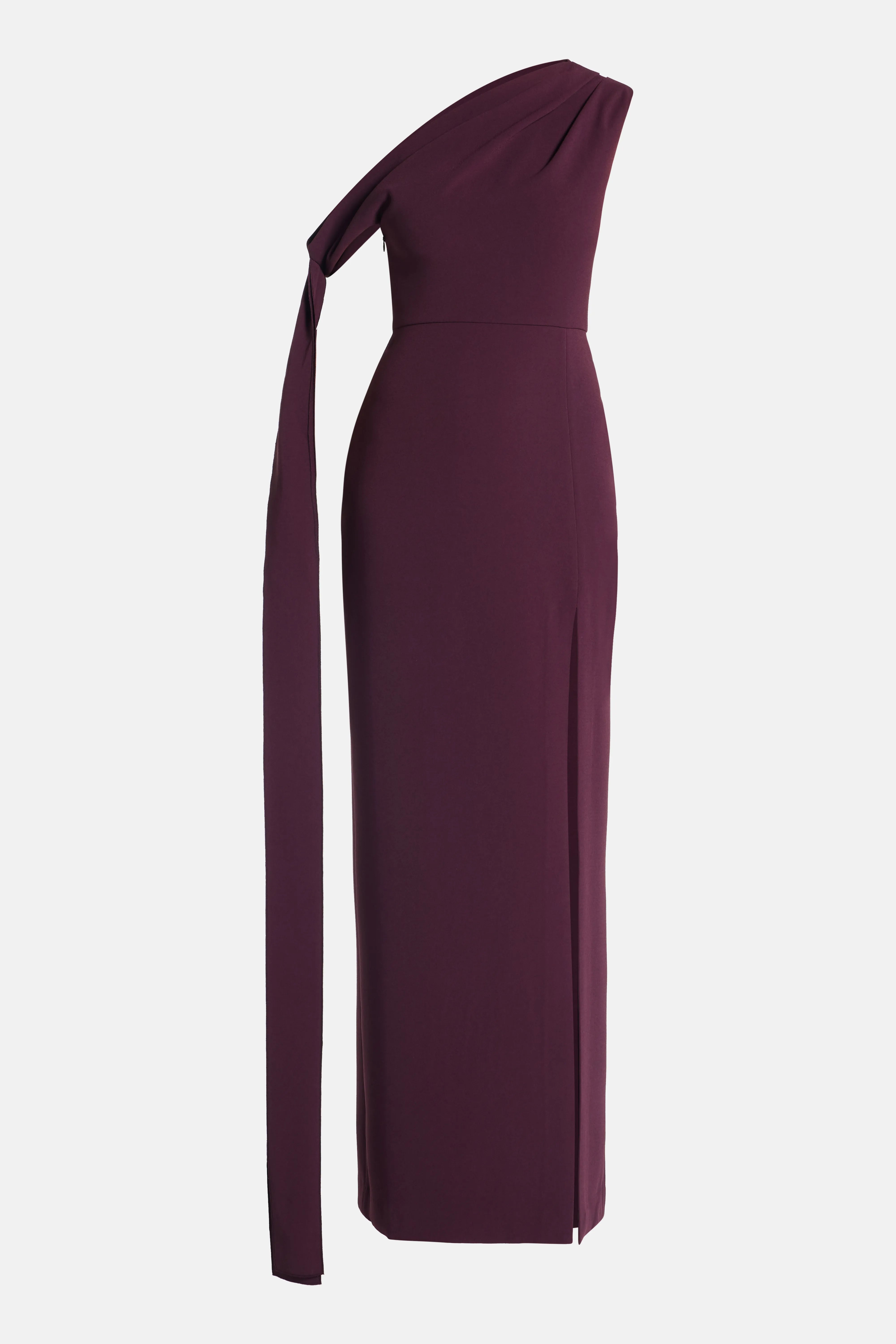 Irina One Shoulder Evening Dress in Burgundy