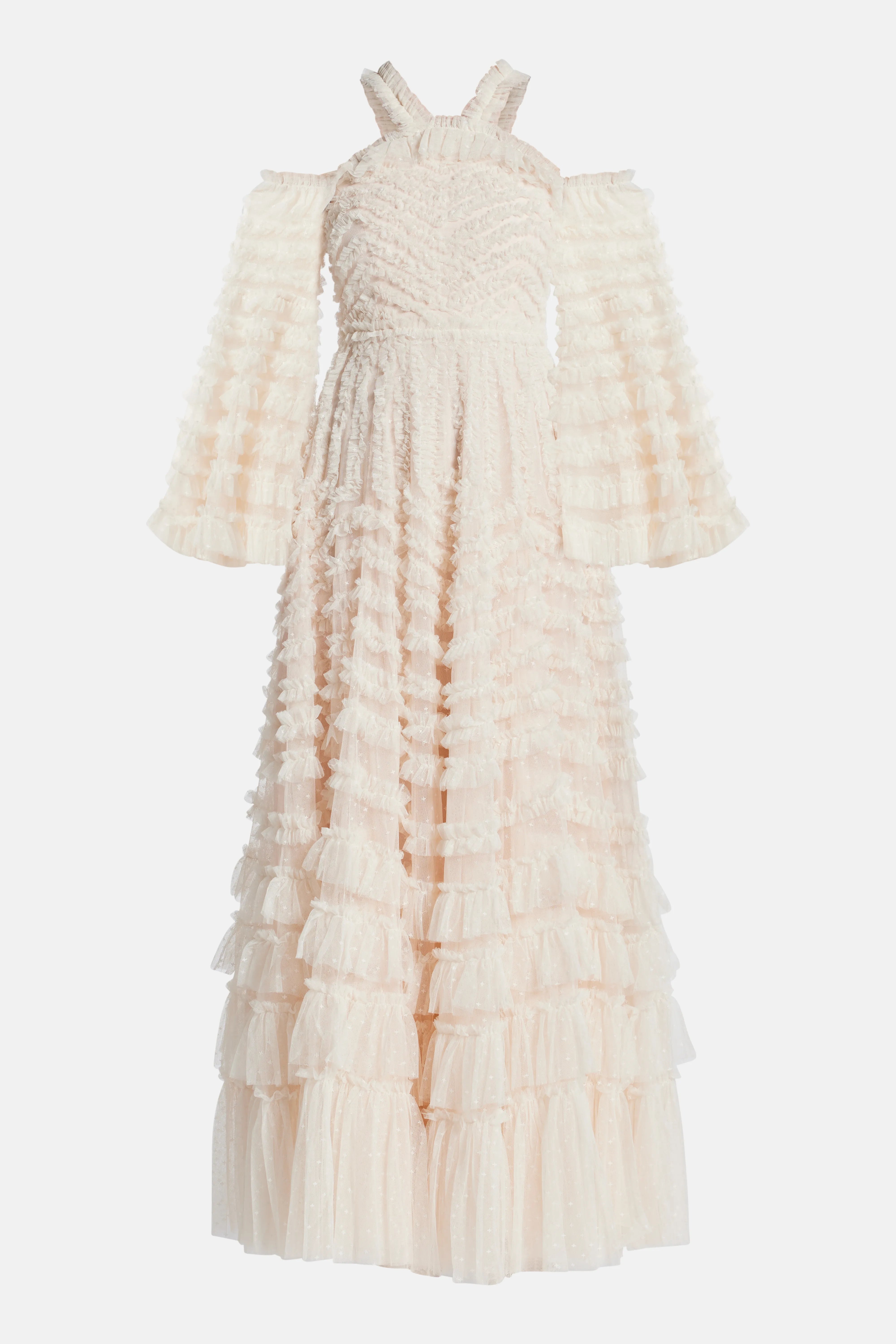 La Vie En Rose Off Shoulder Evening Dress in Cream