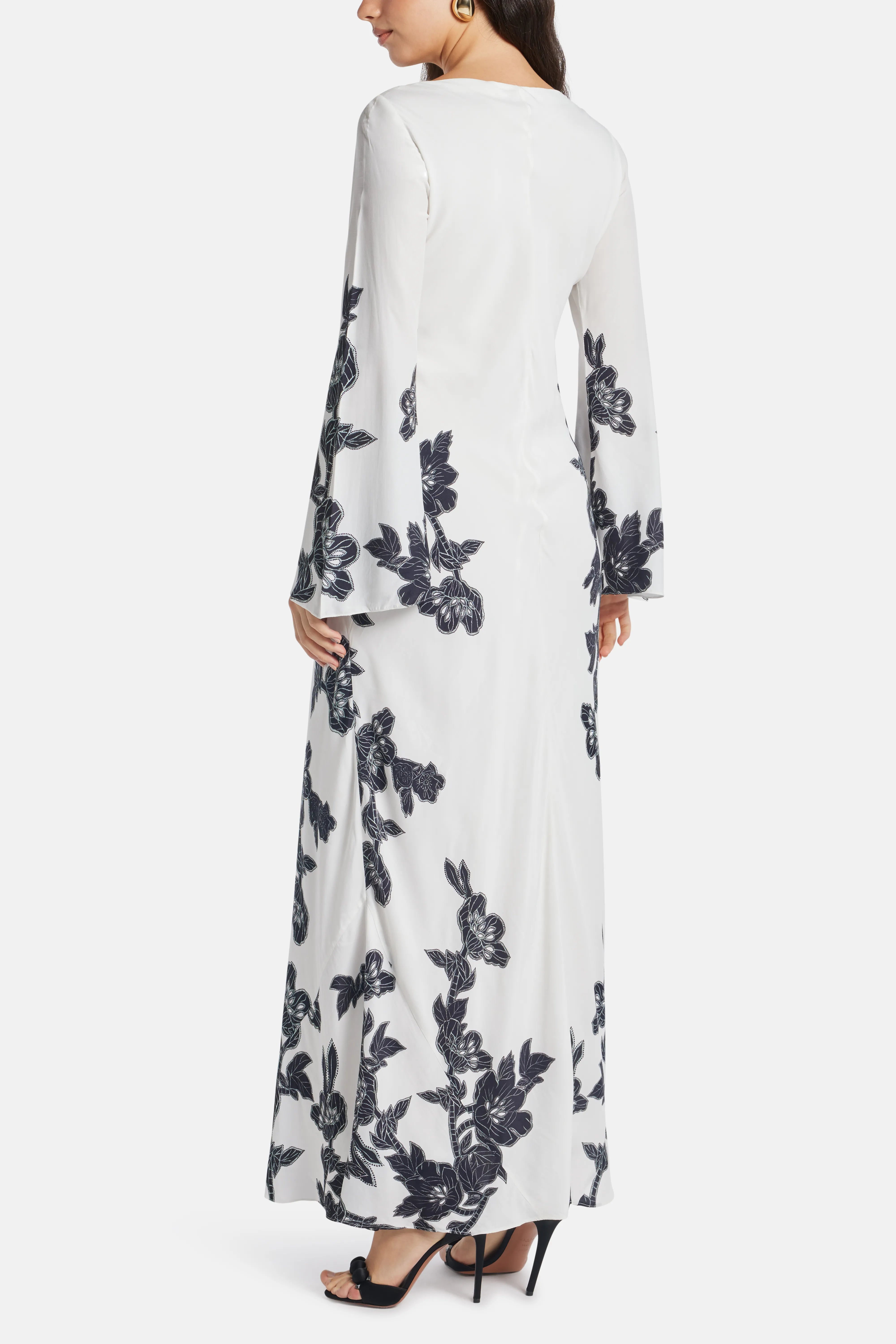 Aahi Floral Linen Maxi Dress in White