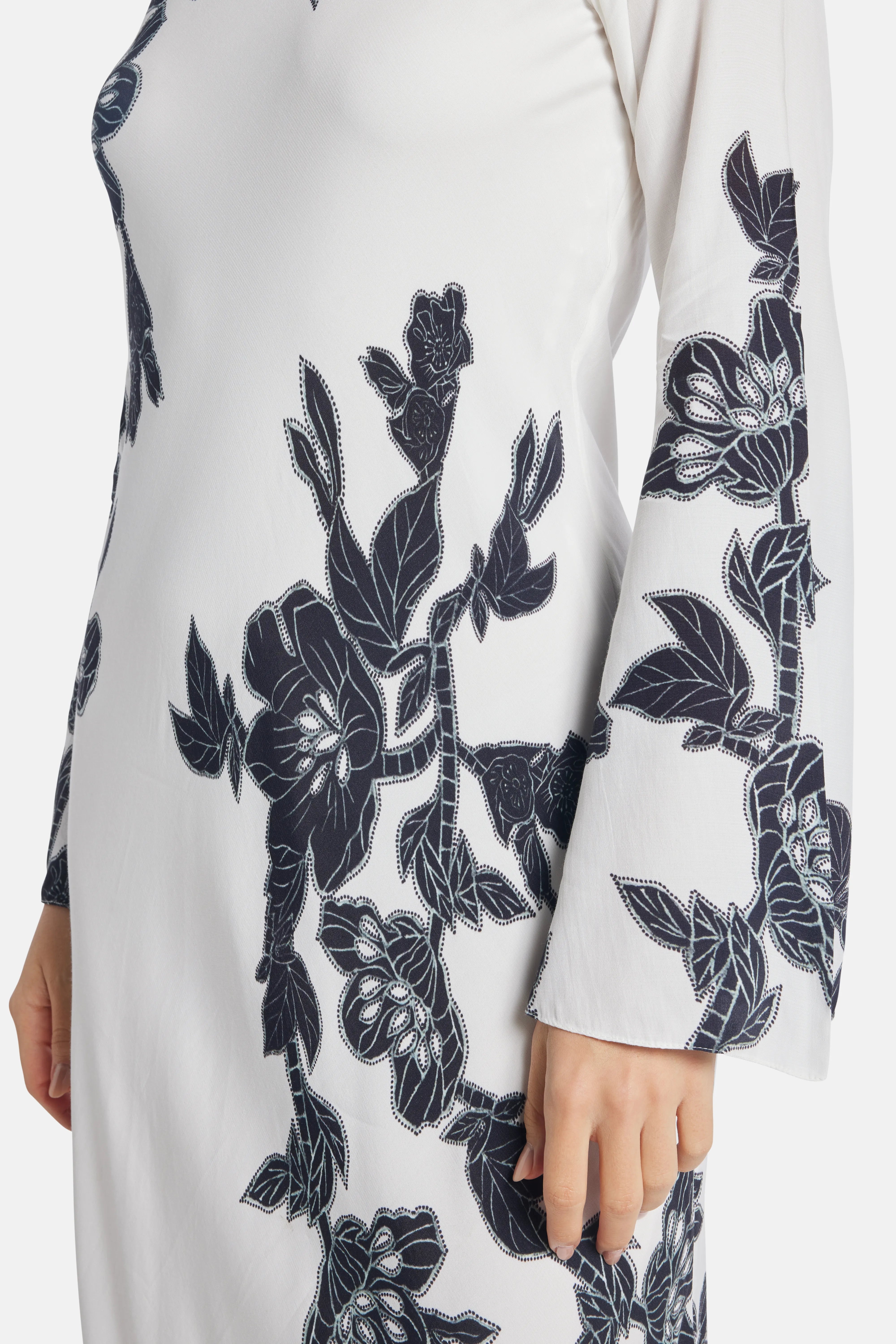 Aahi Floral Linen Maxi Dress in White