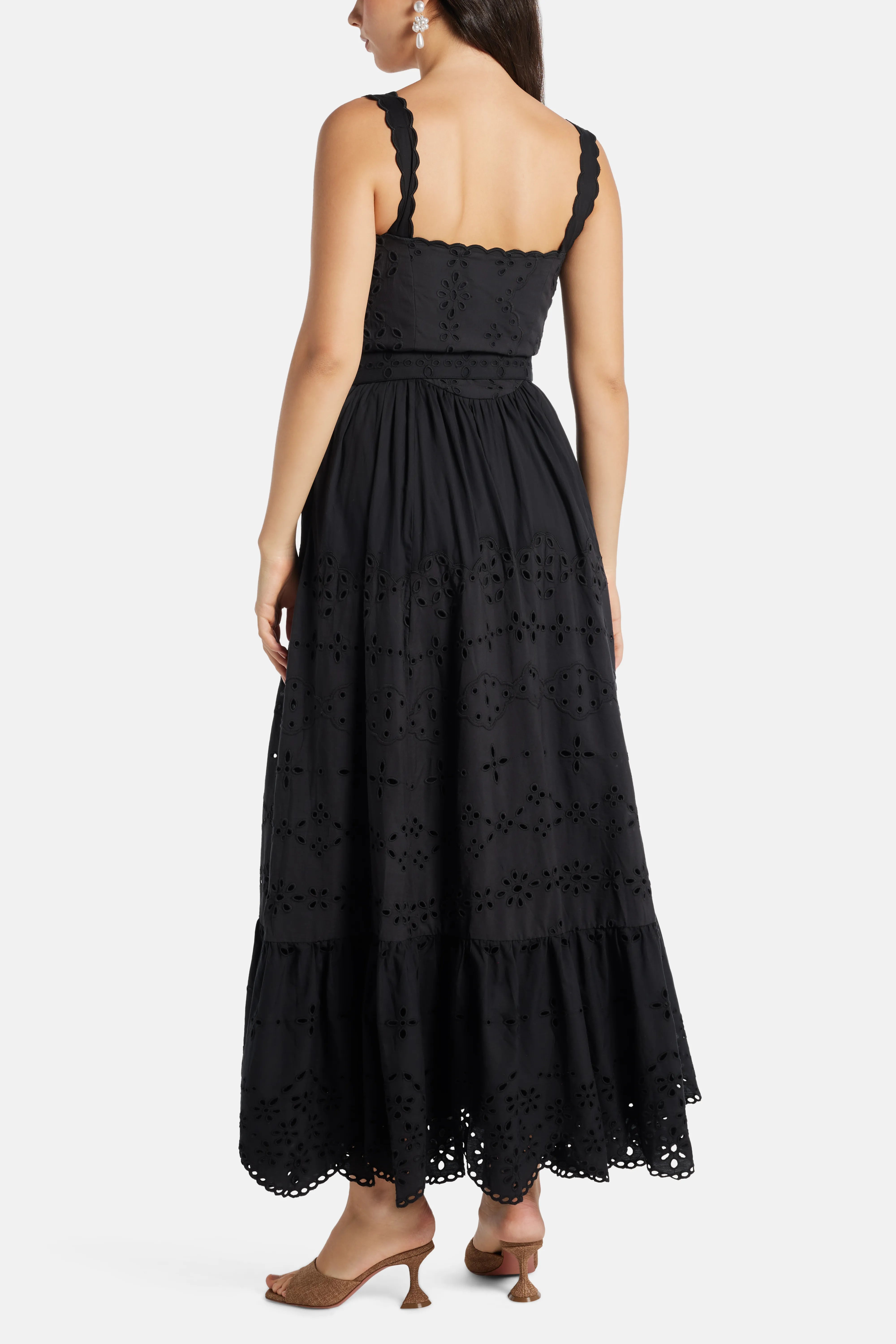 Raga Sleeveless Belted Cotton Maxi Dress in Black