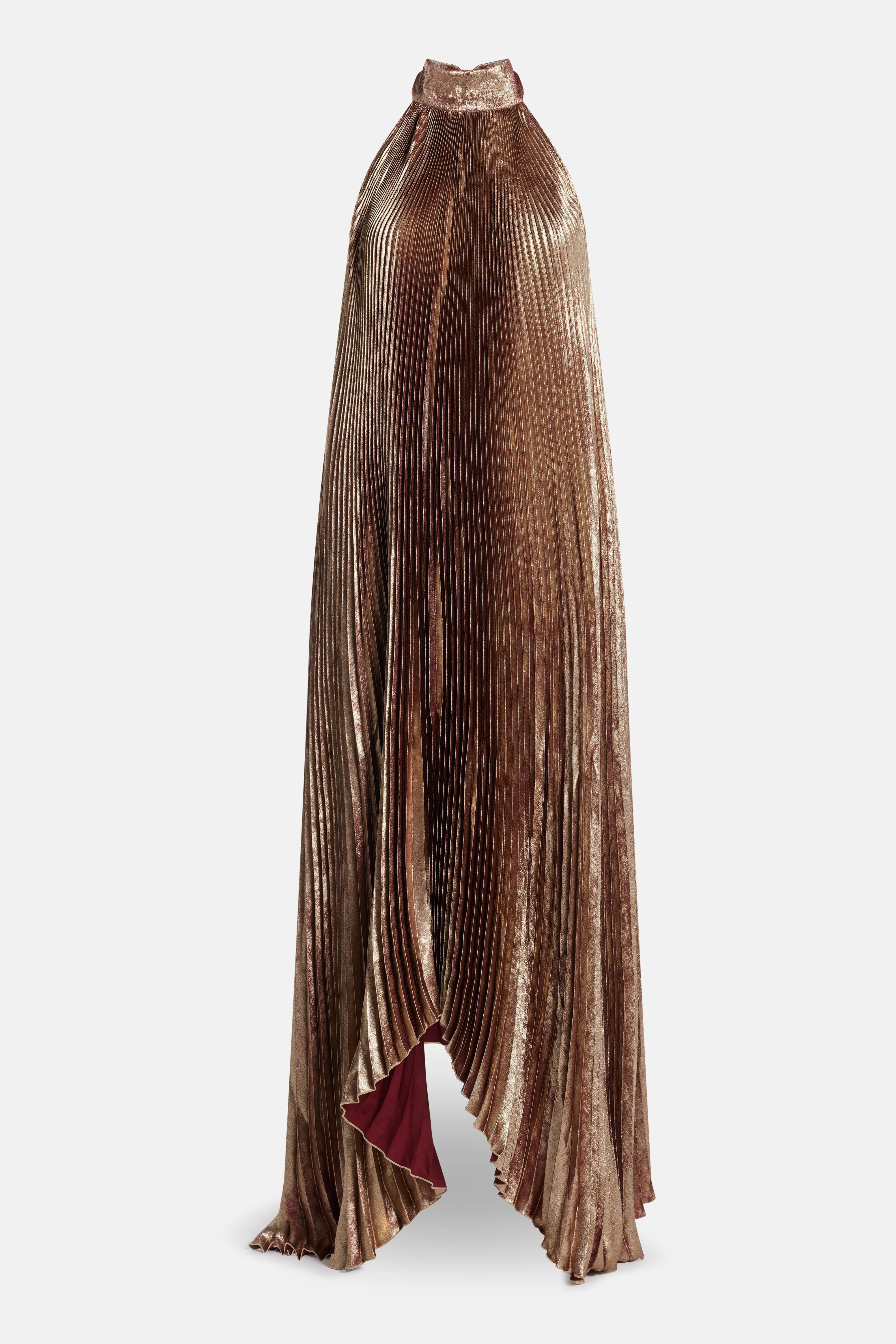 Olympia Sleeveless Evening Dress in Gold