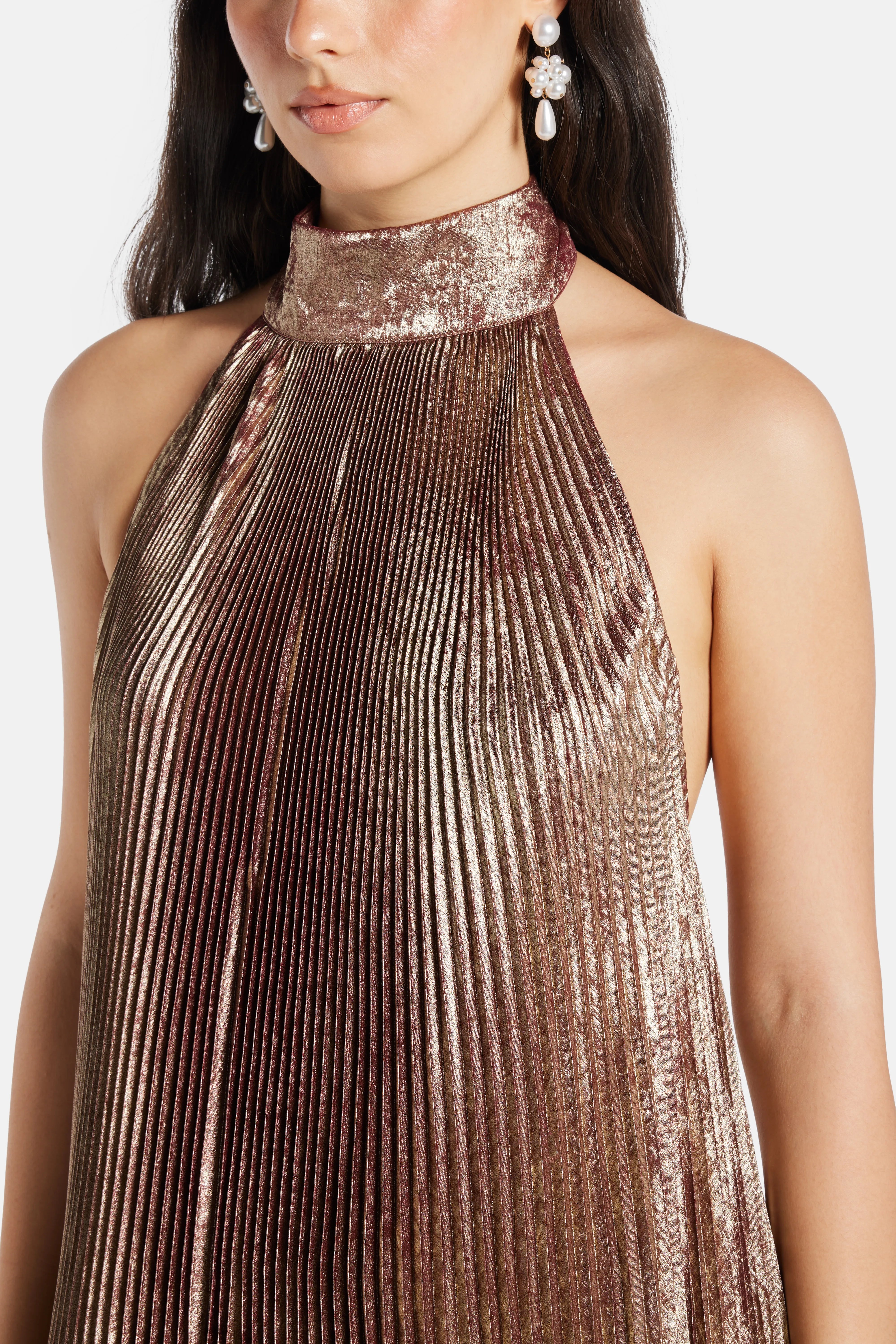 Olympia Sleeveless Evening Dress in Gold