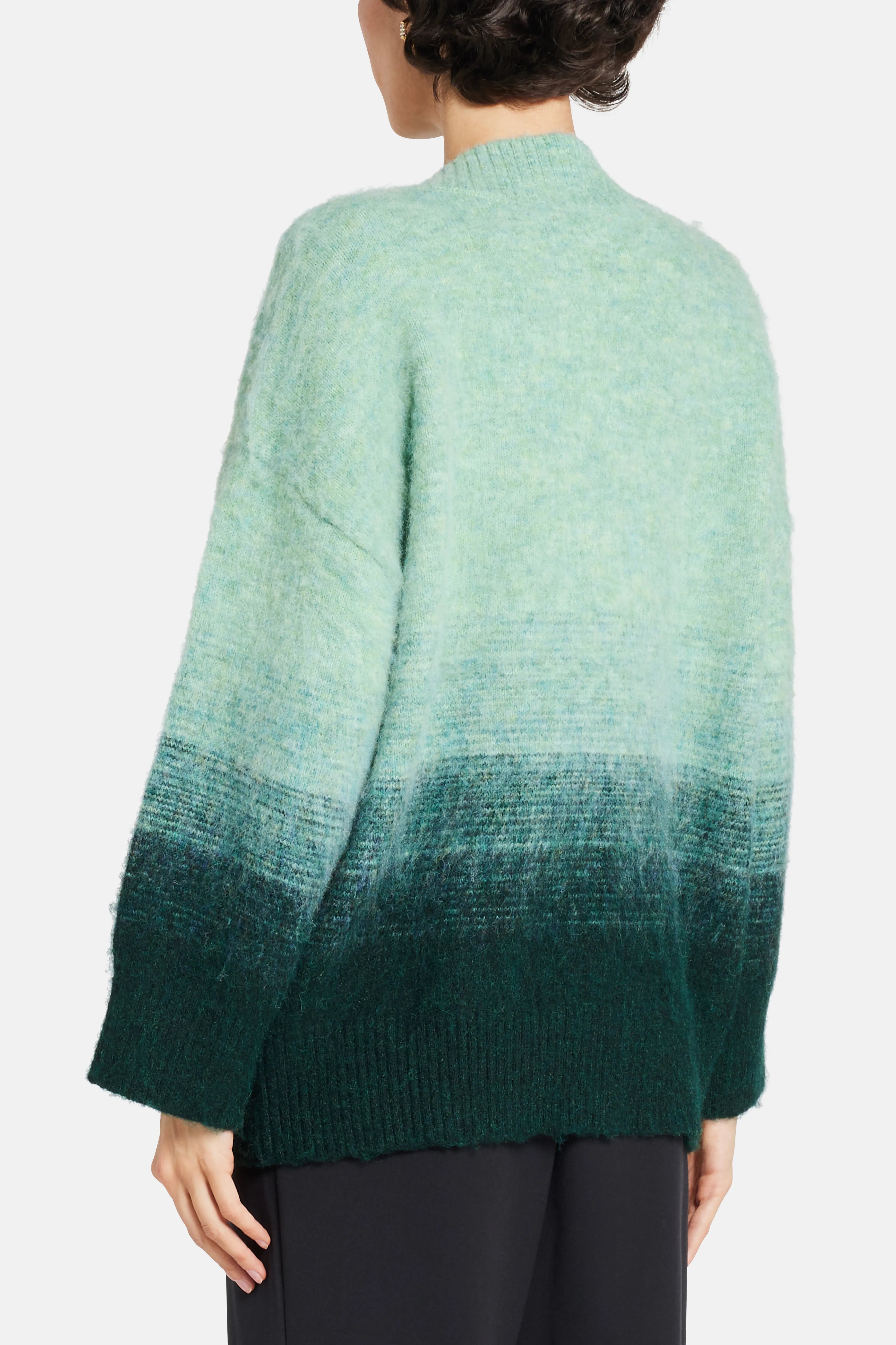 Leith Ombre Round Neck Wool Sweater in Blue