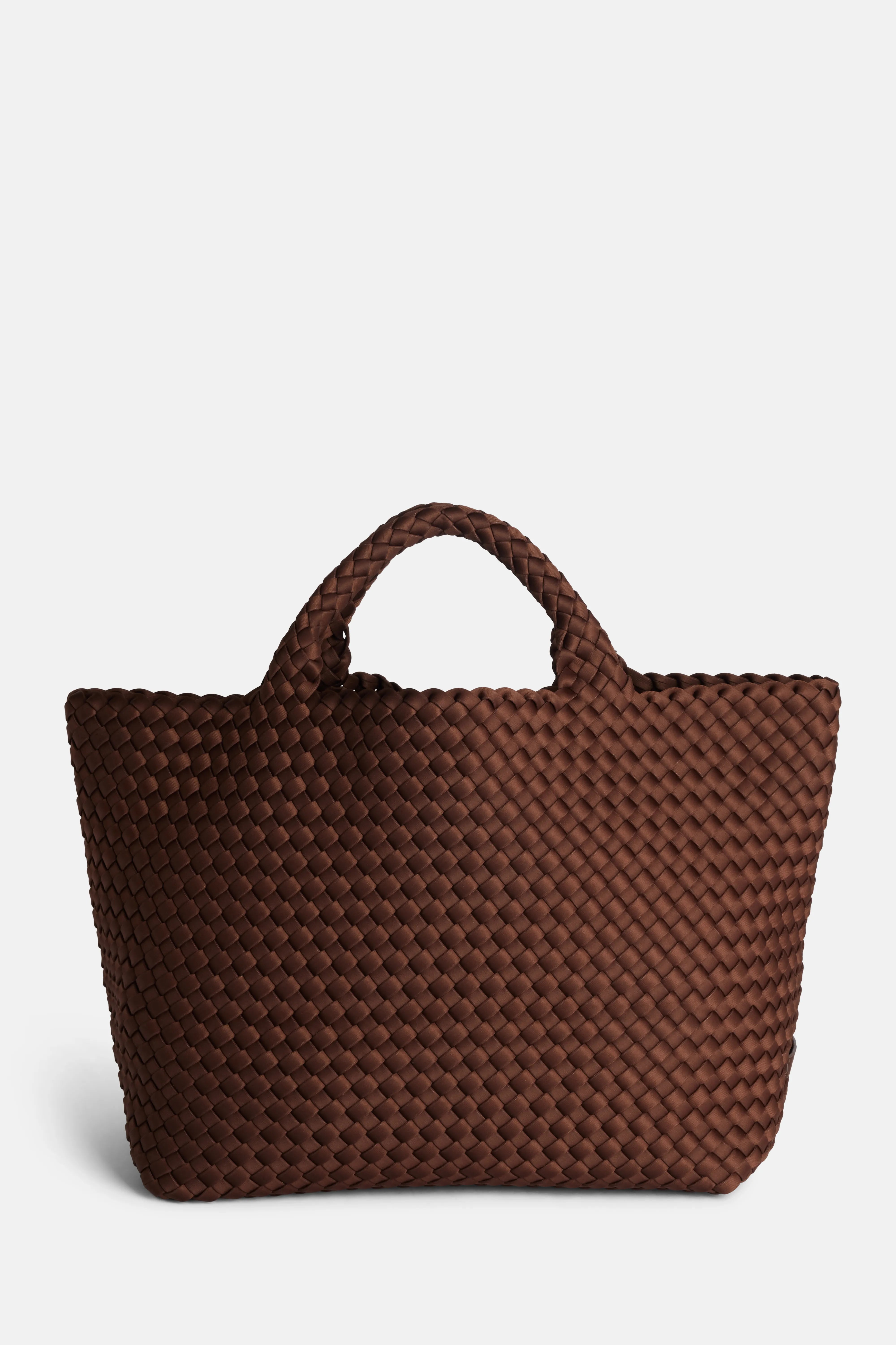St. Barths Woven Medium Tote Bag in Brown With Pouch