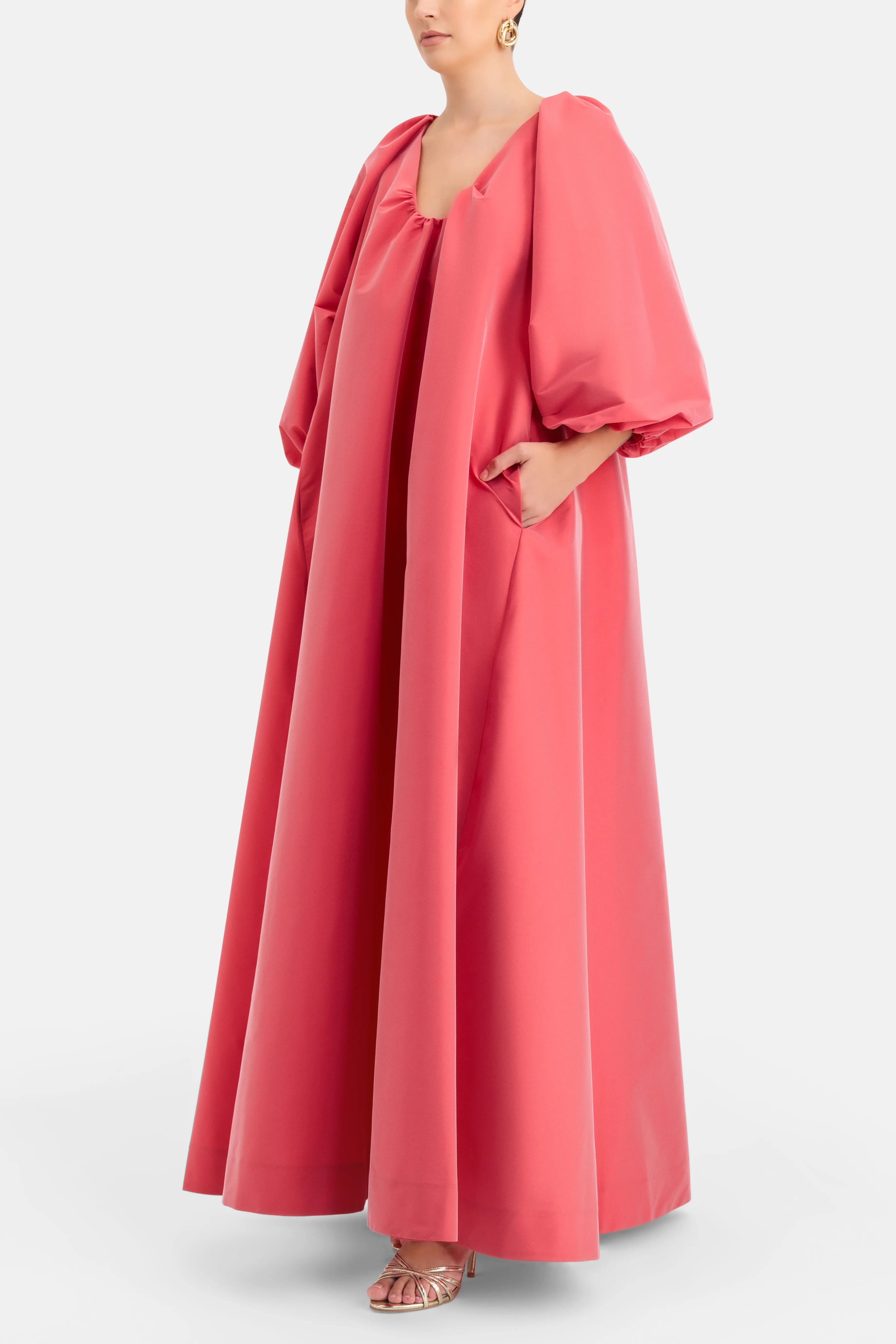 George Puff Sleeves Maxi Dress in Pink