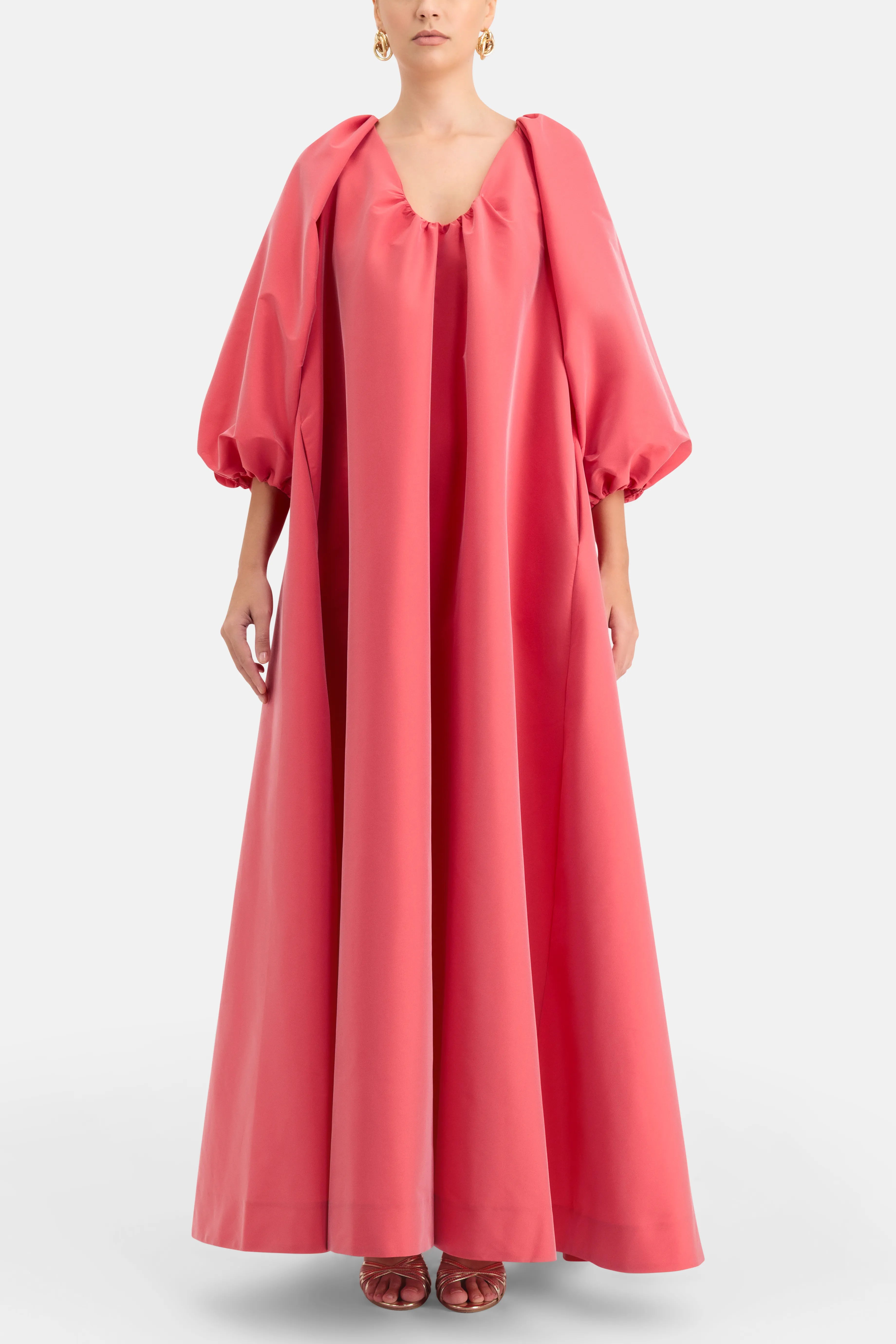 George Puff Sleeves Maxi Dress in Pink