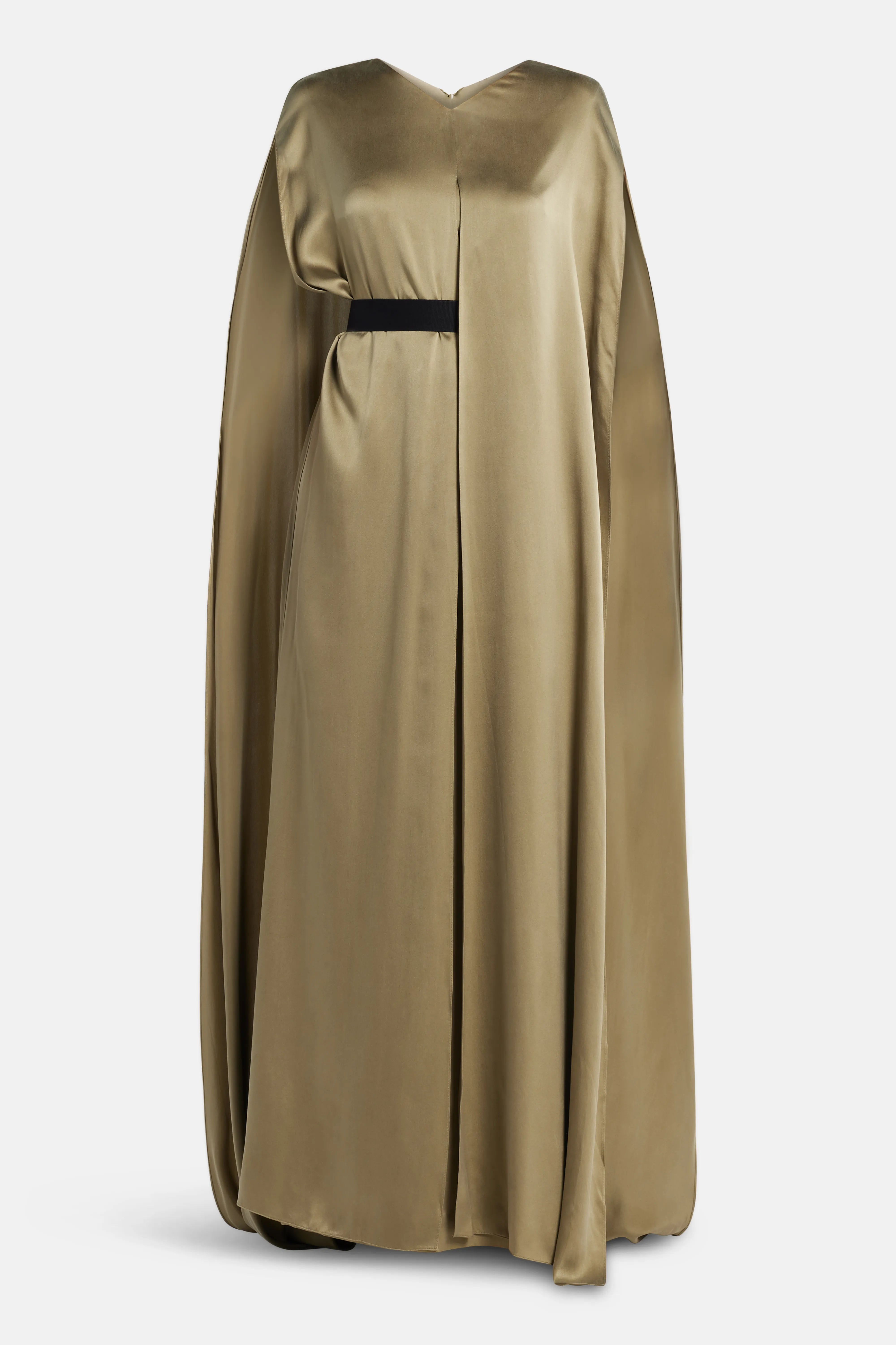 Fyeris Belted Silk Maxi Dress in Green