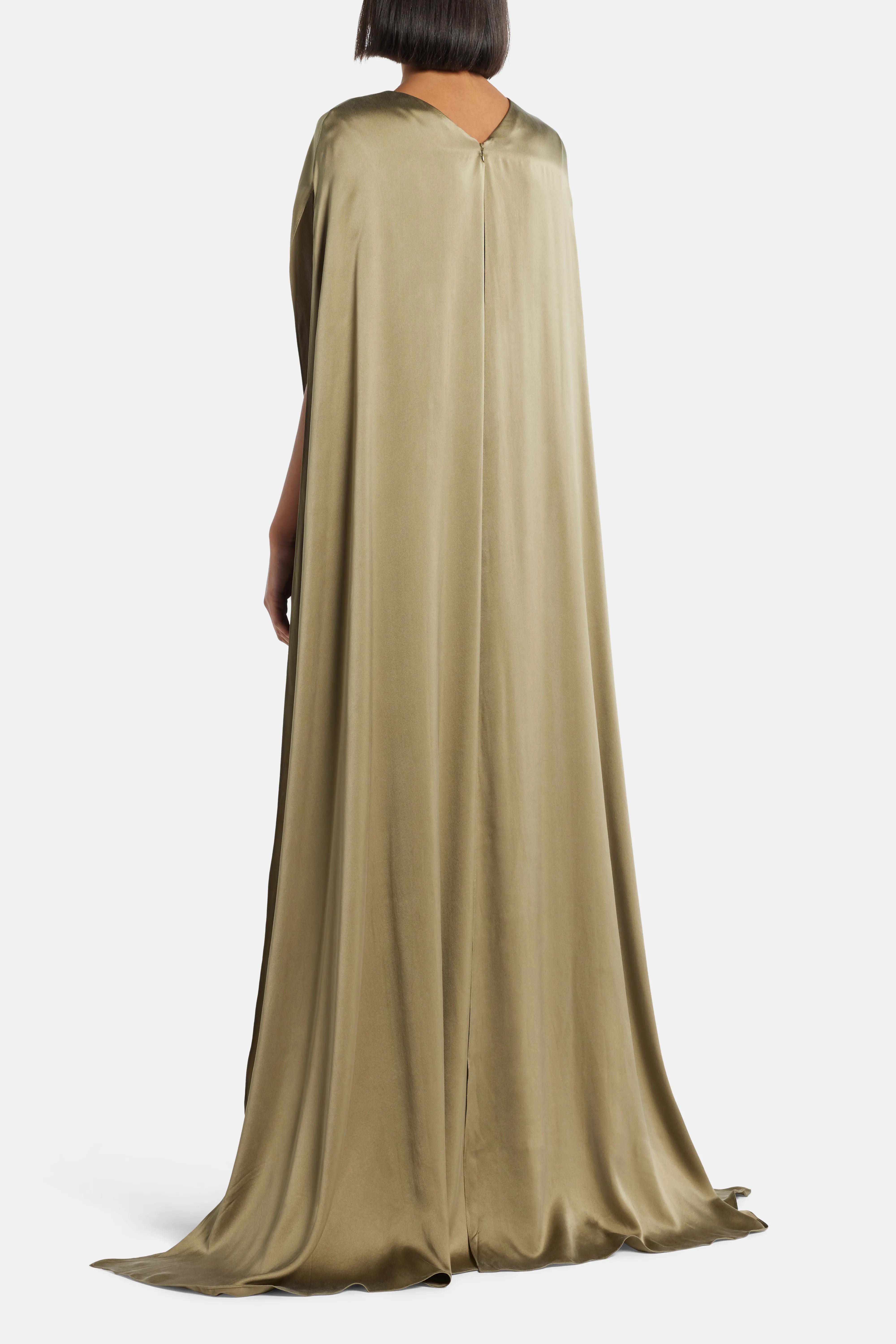 Fyeris Belted Silk Maxi Dress in Green