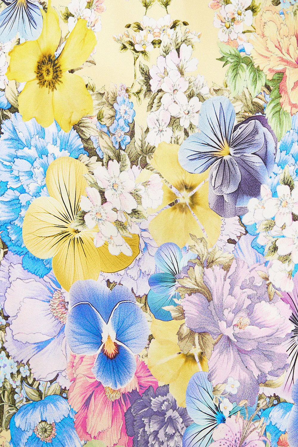 Darling Buds V Neck Bias Floral Slip Silk Maxi Dress With Back Frills in Yellow