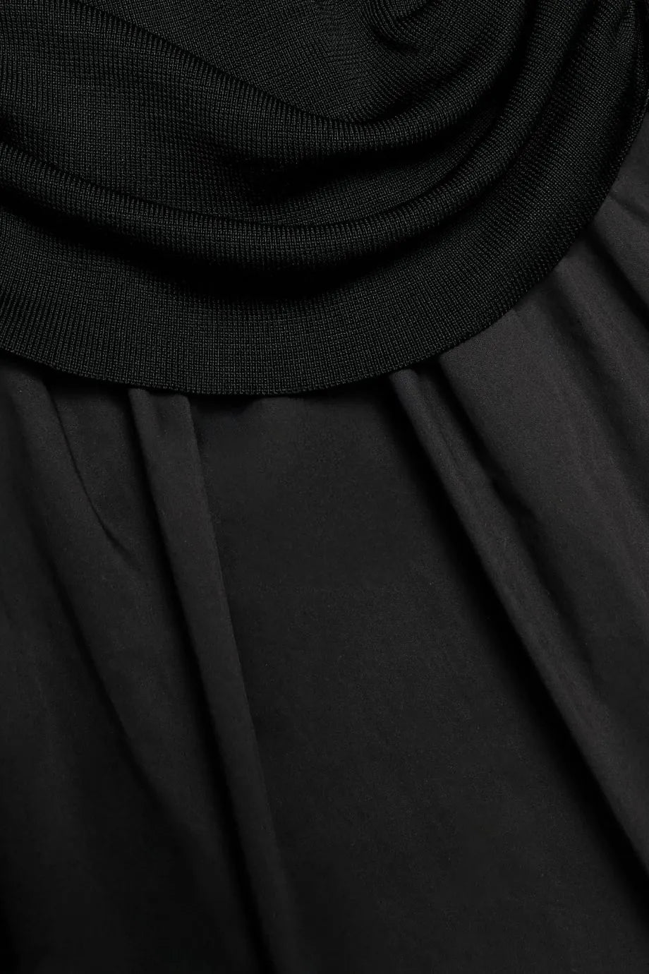Cotton Draped Knit Midi Dress in Black