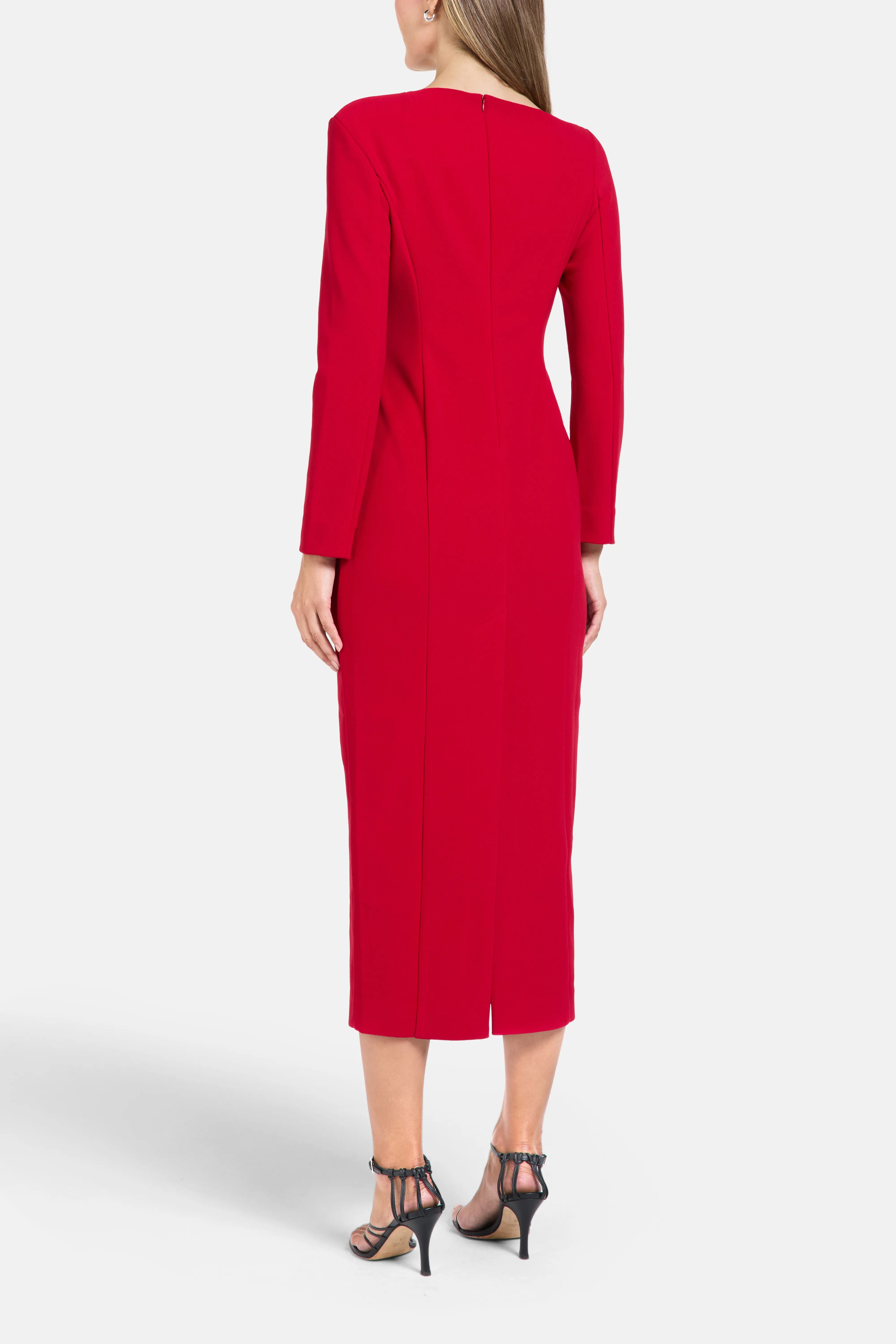 Bennet Asymmetric Midi Dress in Red