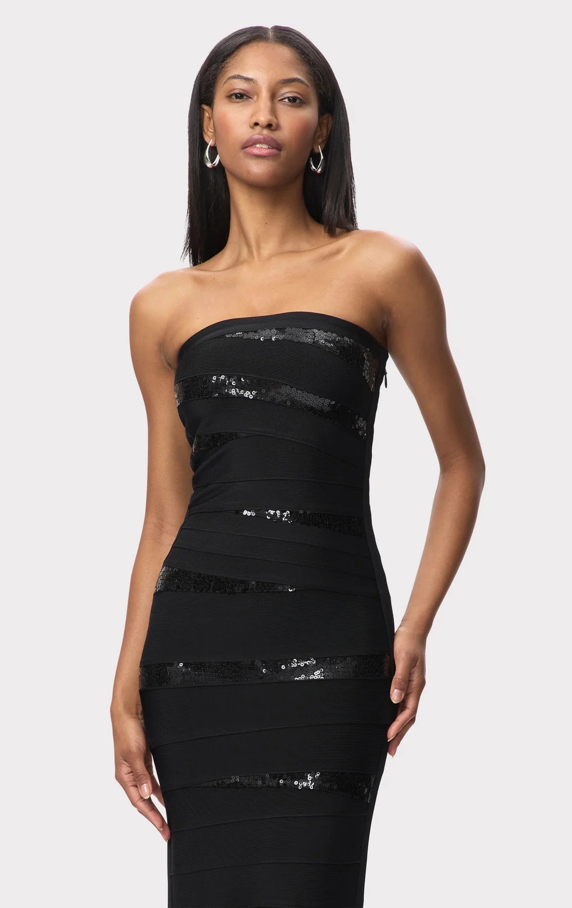 Chiara Bandage Knit Maxi Dress in Black