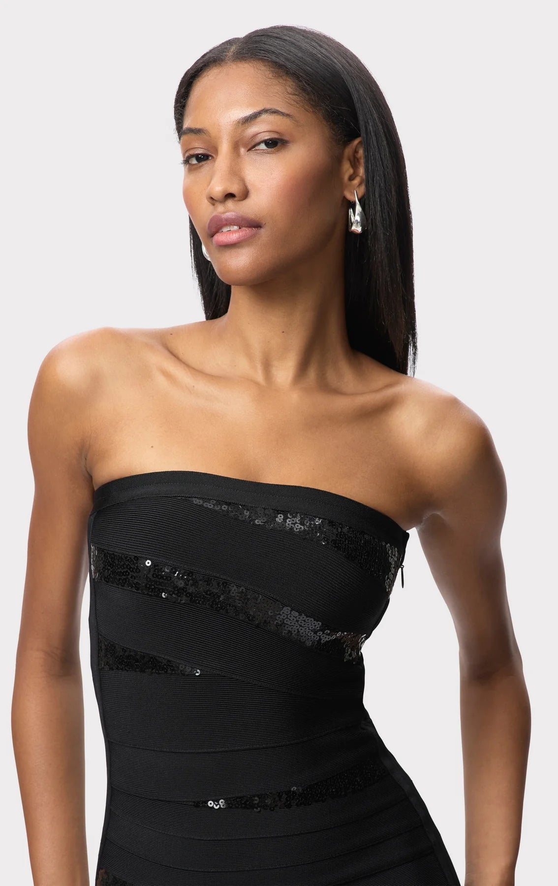 Chiara Bandage Knit Maxi Dress in Black