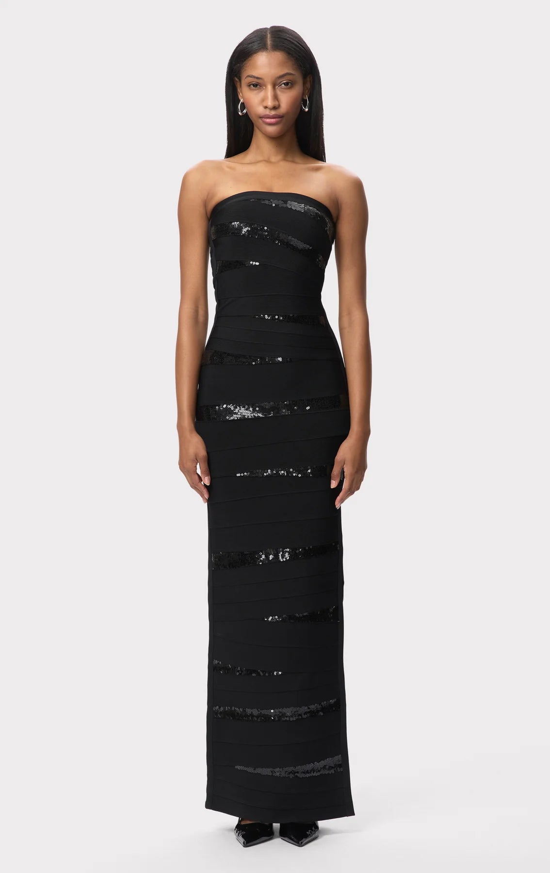 Chiara Bandage Knit Maxi Dress in Black