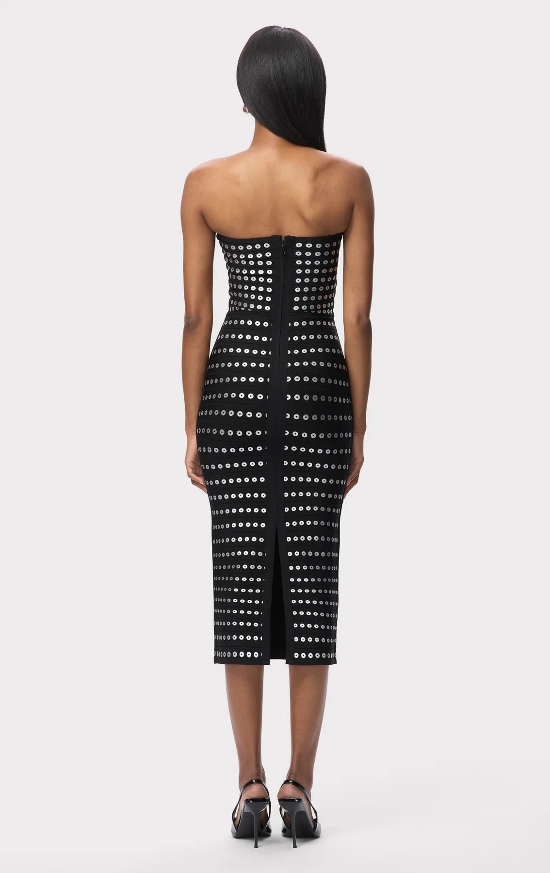 Eira Bandage Knit Midi Dress in Black
