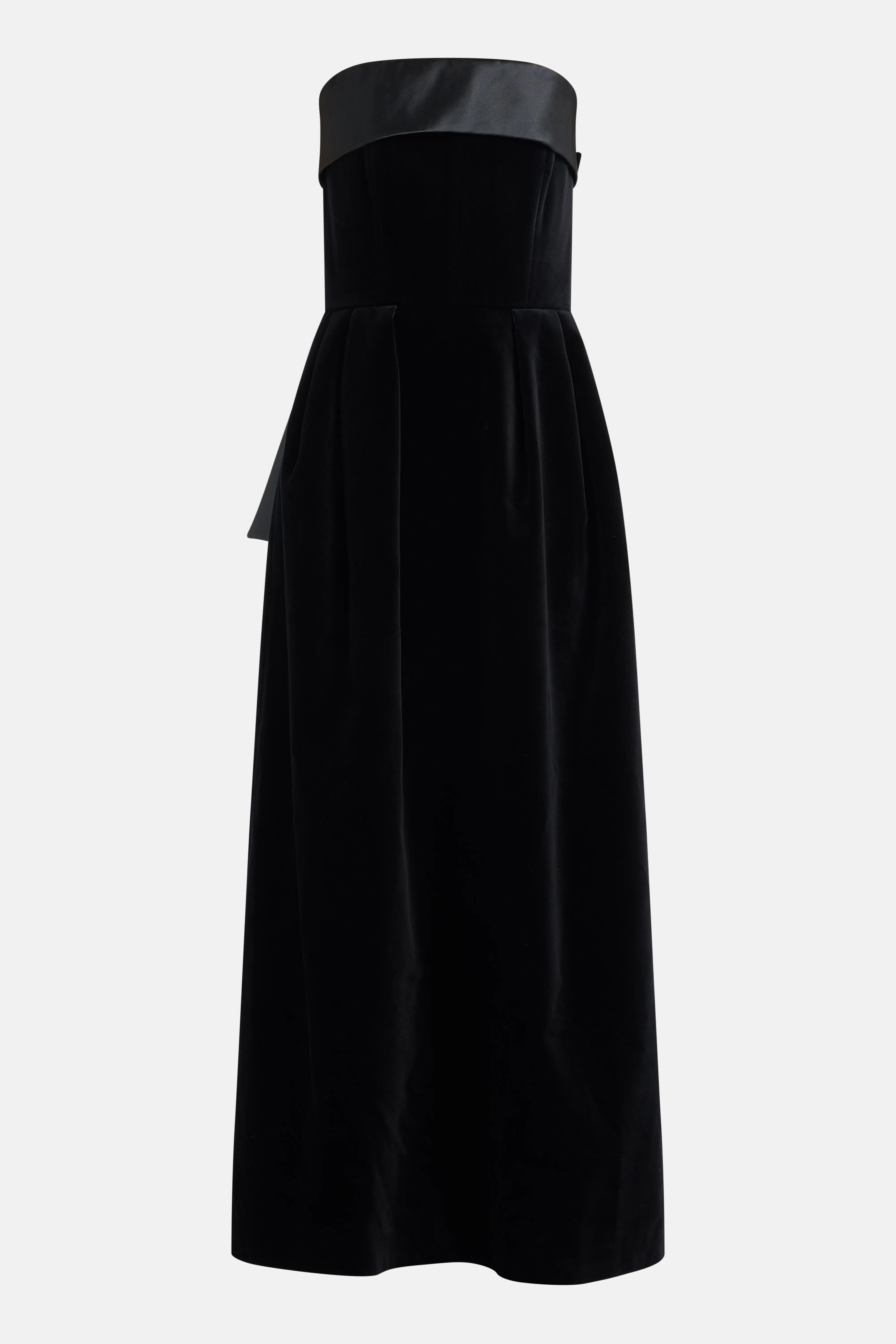 Velvet Strapless Bow Back Evening Dress in Black
