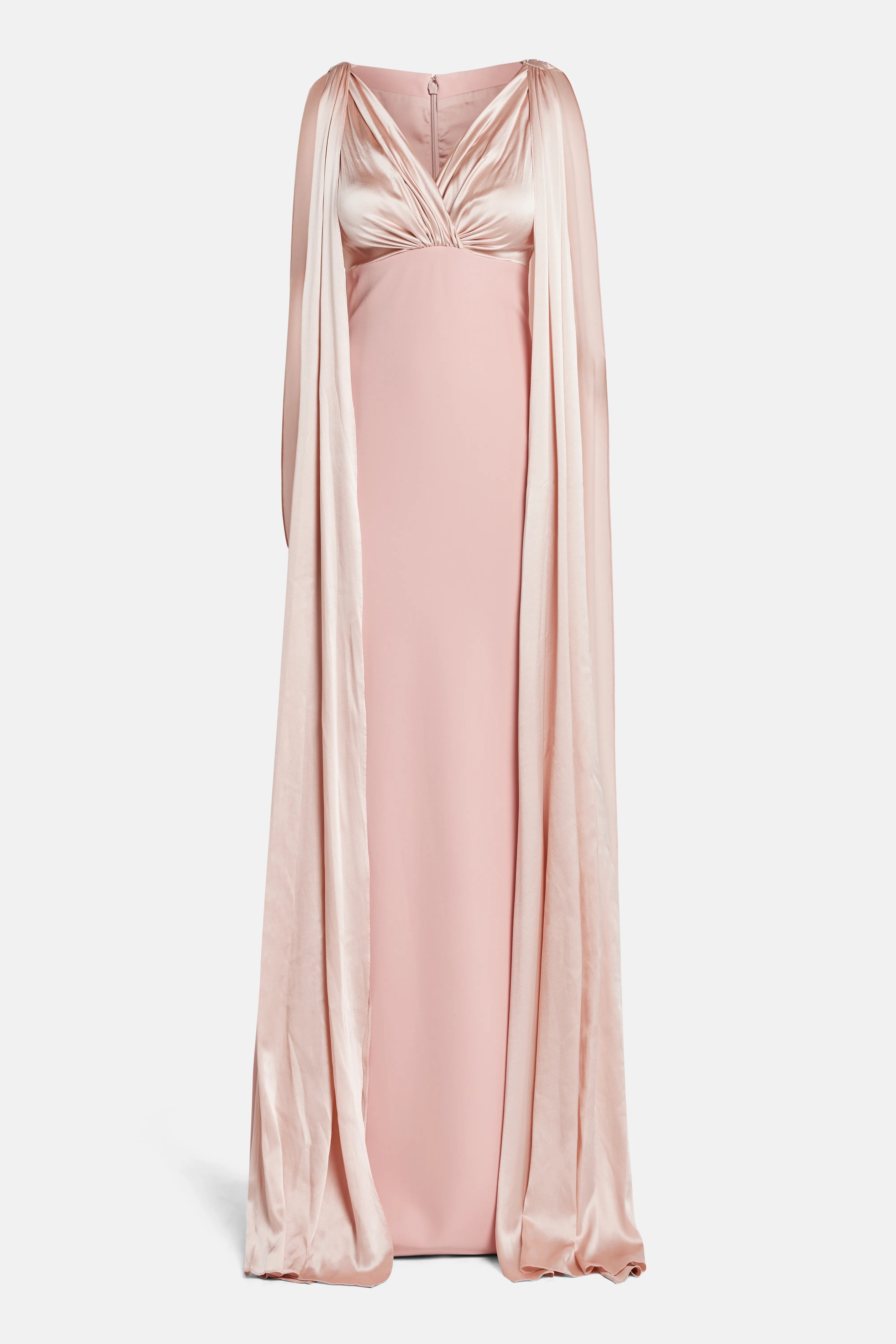 Aiman V Neck Cape Sleeves Evening Gown in PInk