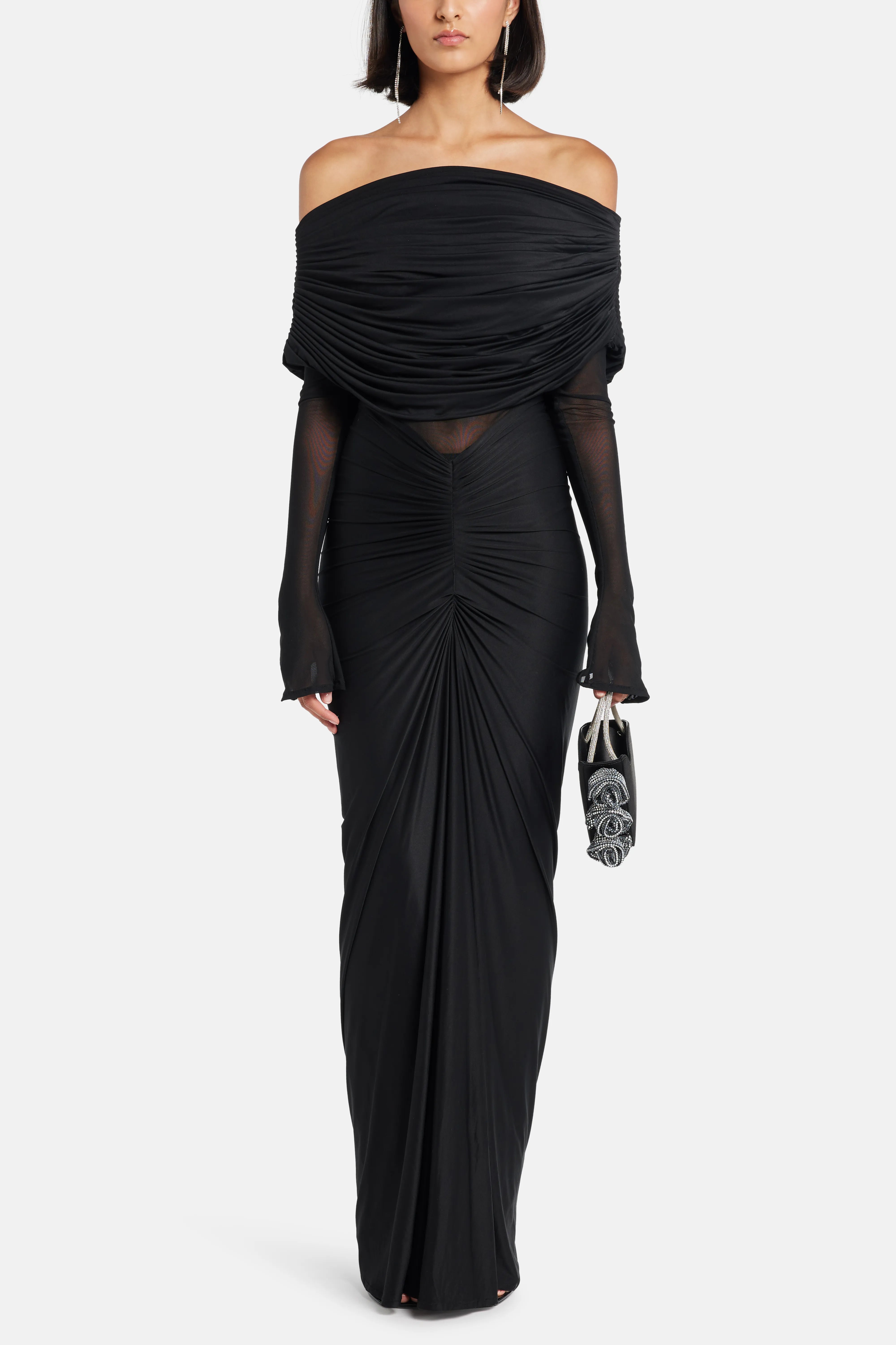 Jolene Off Shoulder Maxi Dress in Black