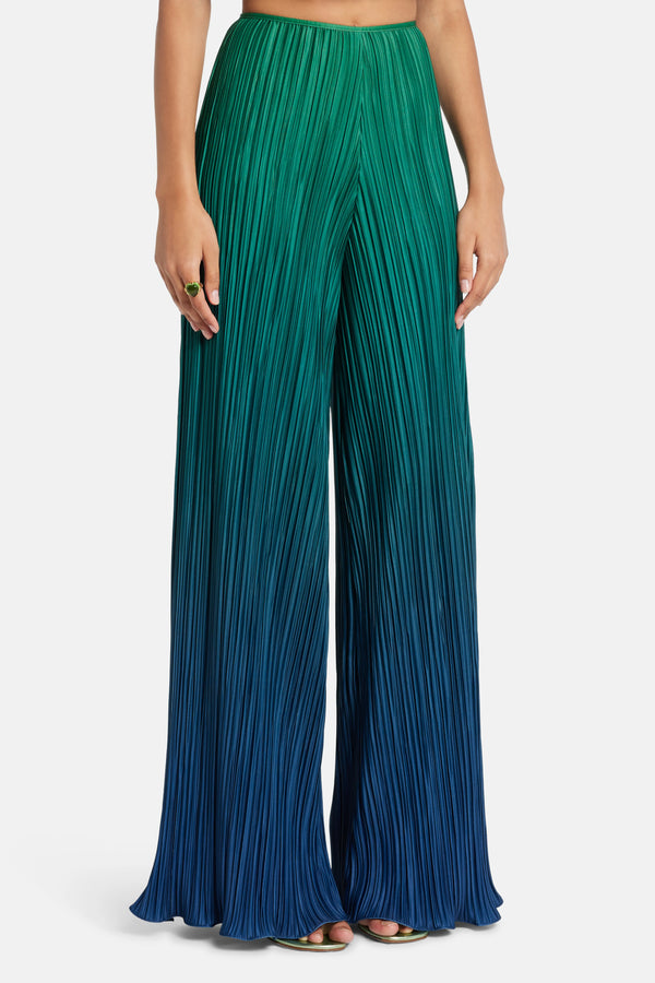 Velo Pleated Pants in Green and Blue