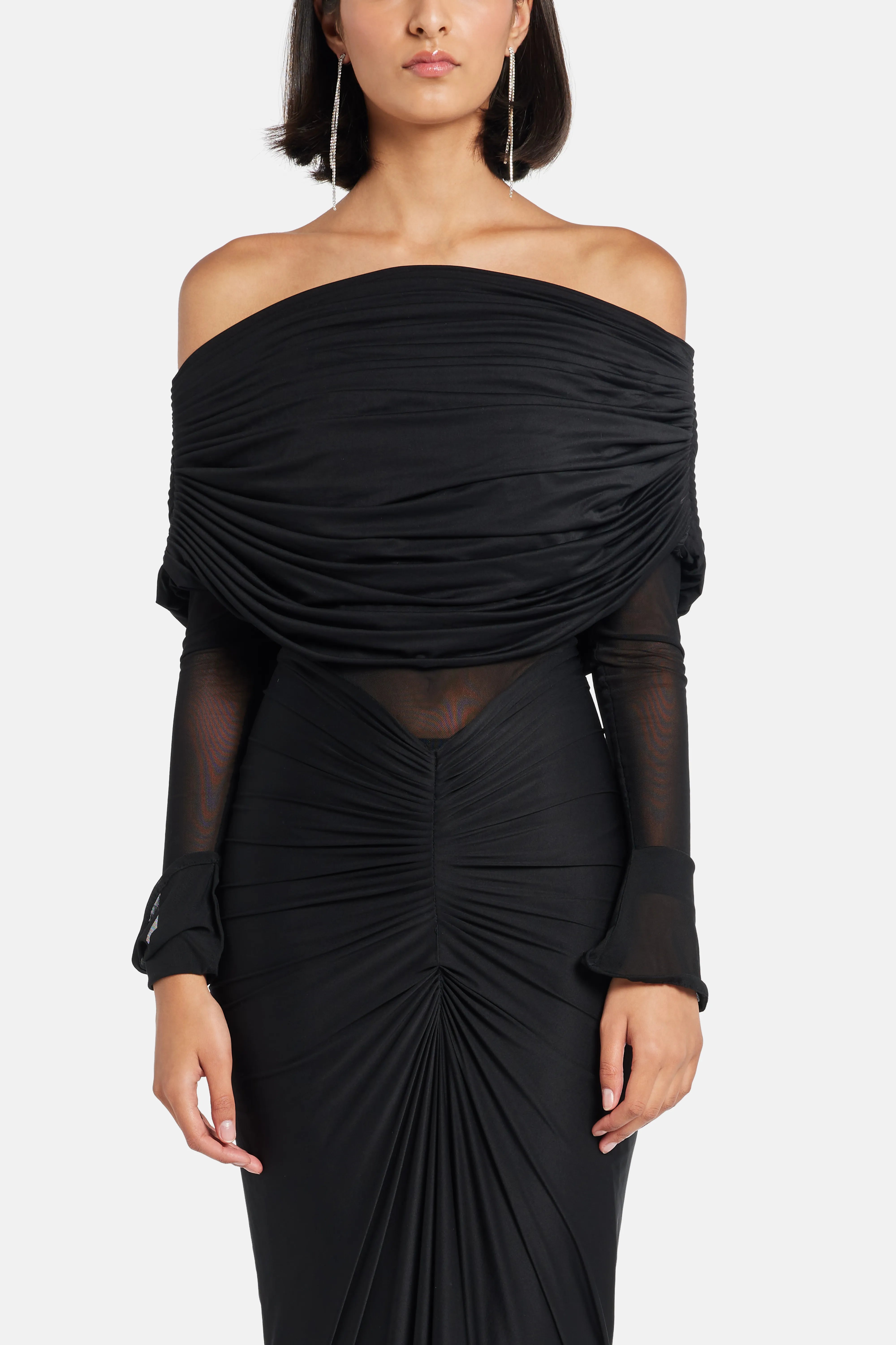 Jolene Off Shoulder Maxi Dress in Black