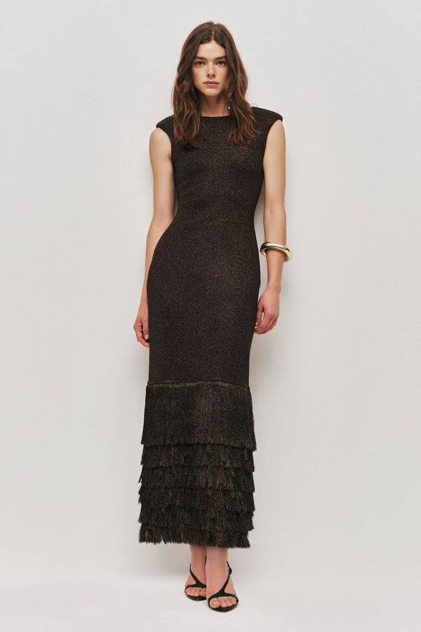 Breeze Knit Midi Dress In Brown