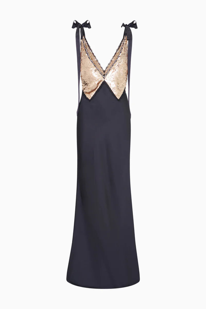 Talissa Sequins Sleeveless Evening Dress In Black