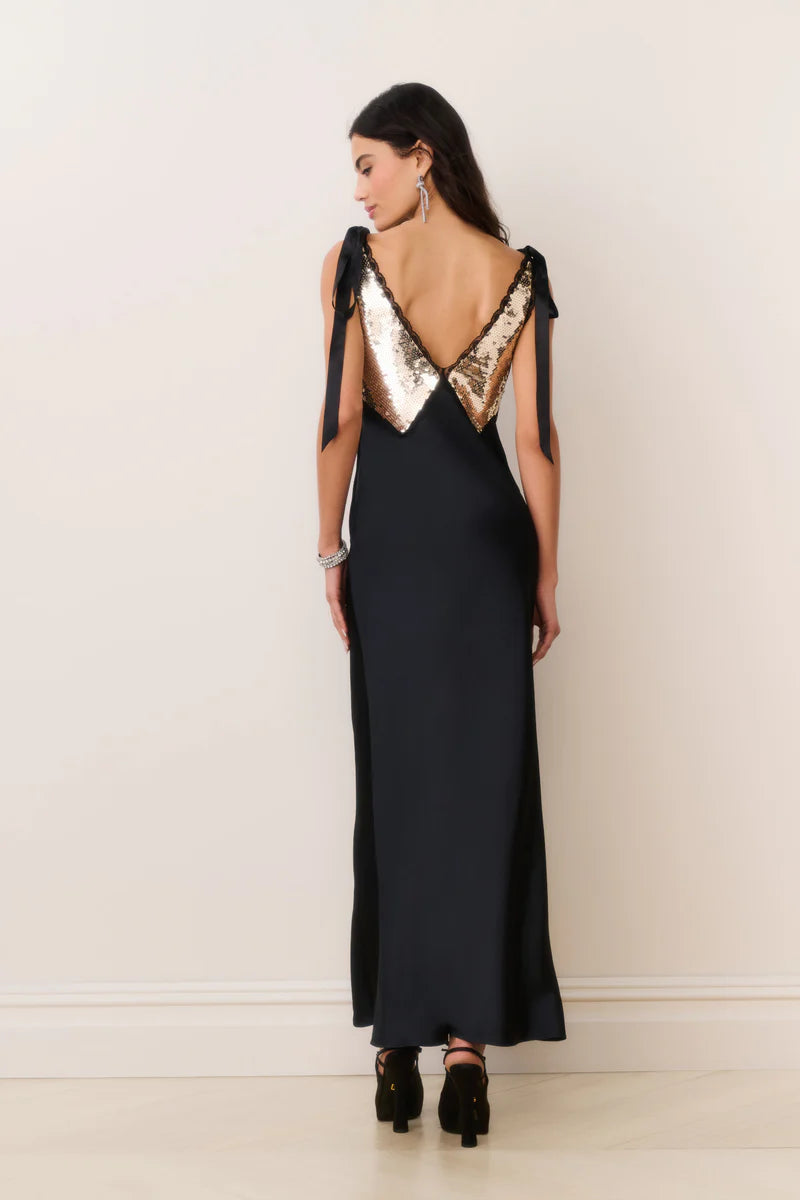 Talissa Sequins Sleeveless Evening Dress In Black