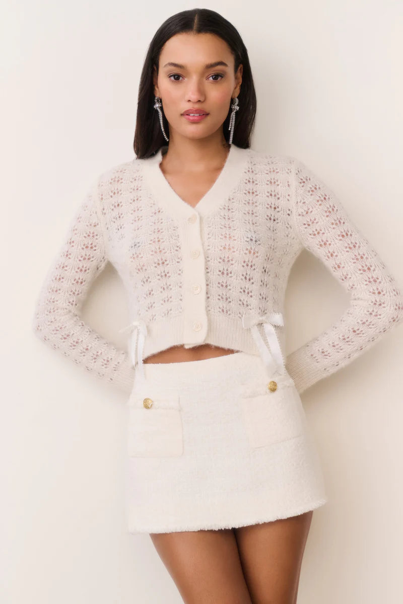 Breya Wool Mini Skirt In Cream