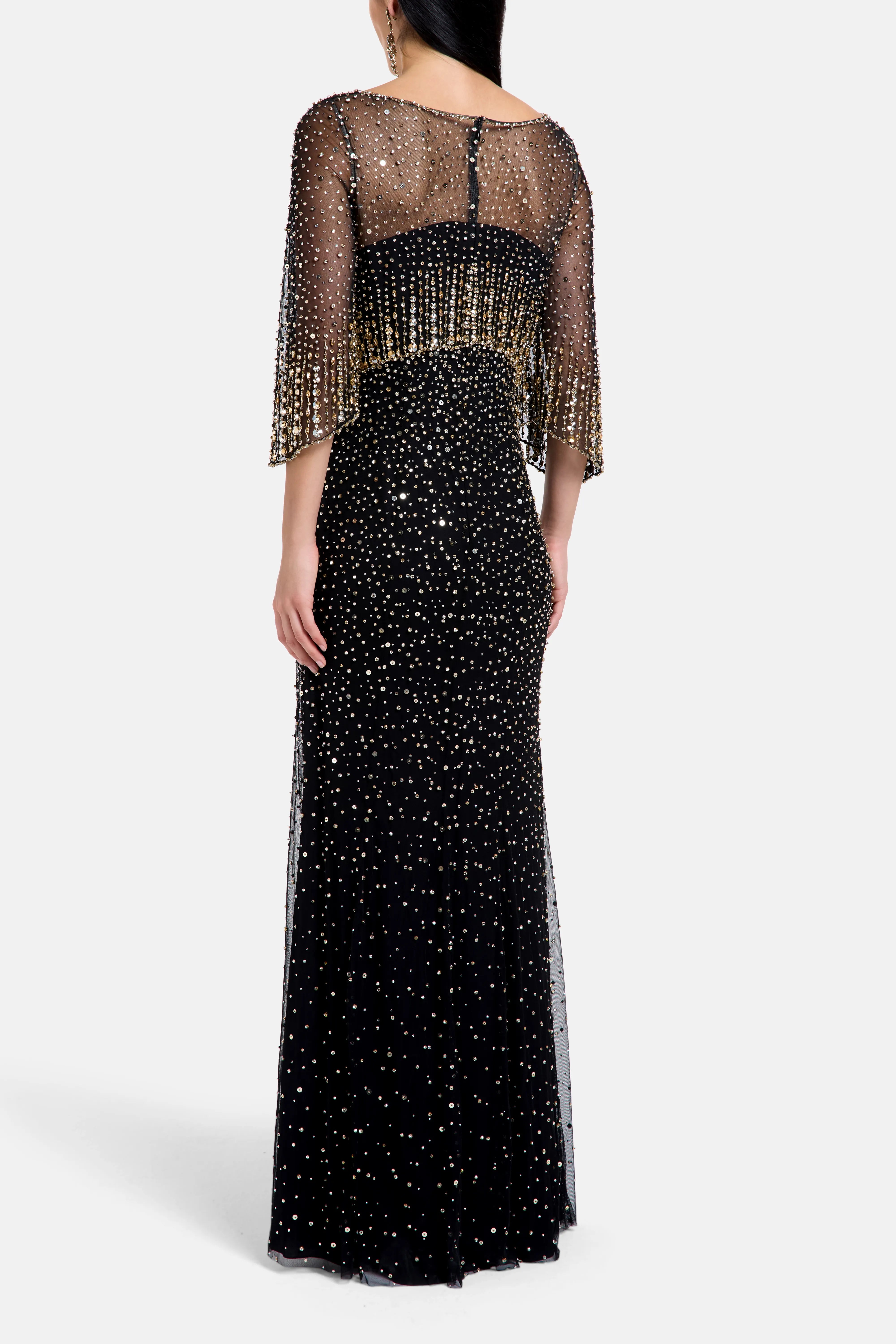 Kiya Embellished Evening Dress in Black